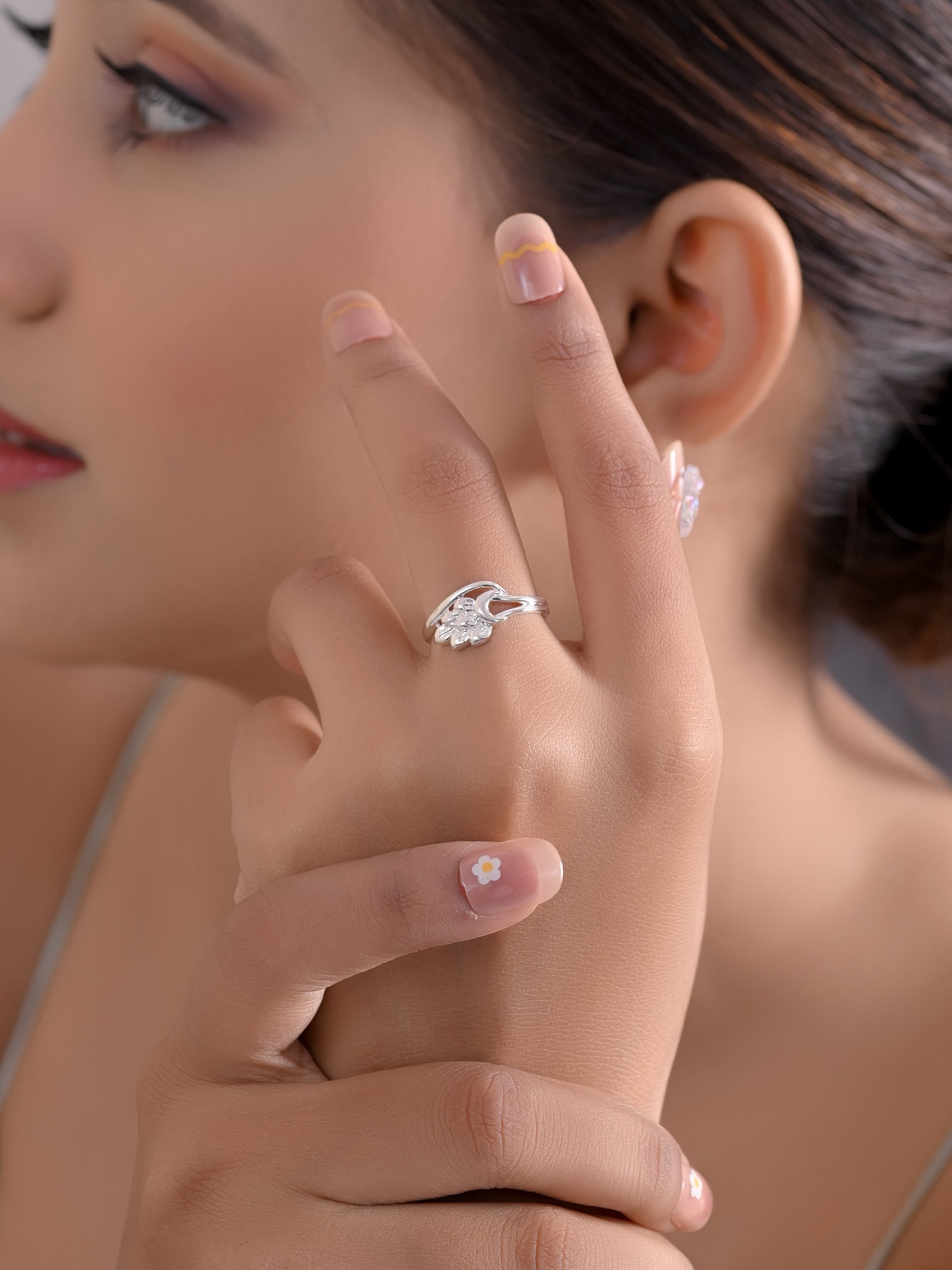 925 Sterling Silver Rose Gold Plated Floral Openwork Ring for Women | Minimalist Leaf Design Ring | Women's Jewelry | Gift for Friend