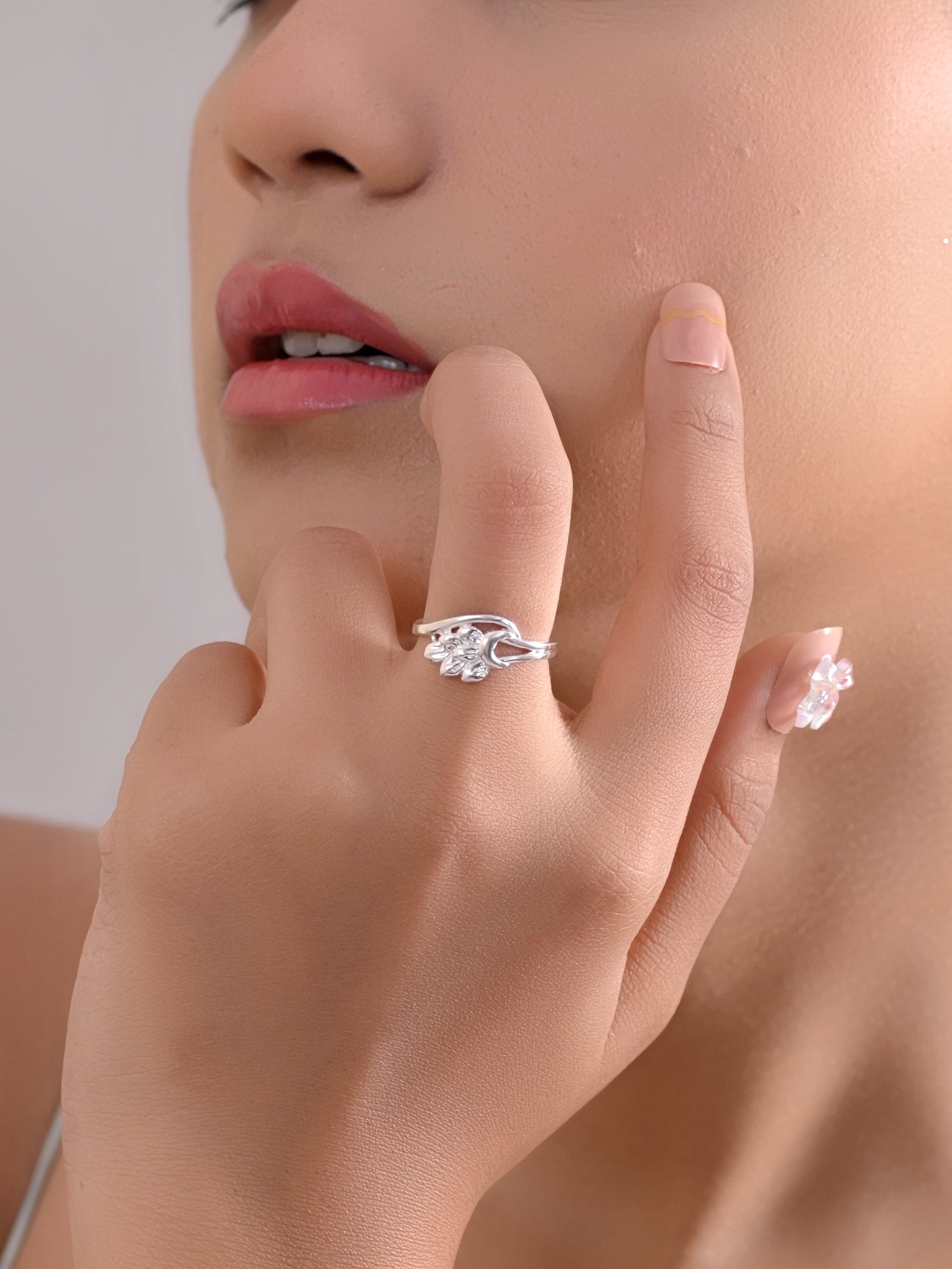 925 Sterling Silver Rose Gold Plated Floral Openwork Ring for Women | Minimalist Leaf Design Ring | Women's Jewelry | Gift for Friend