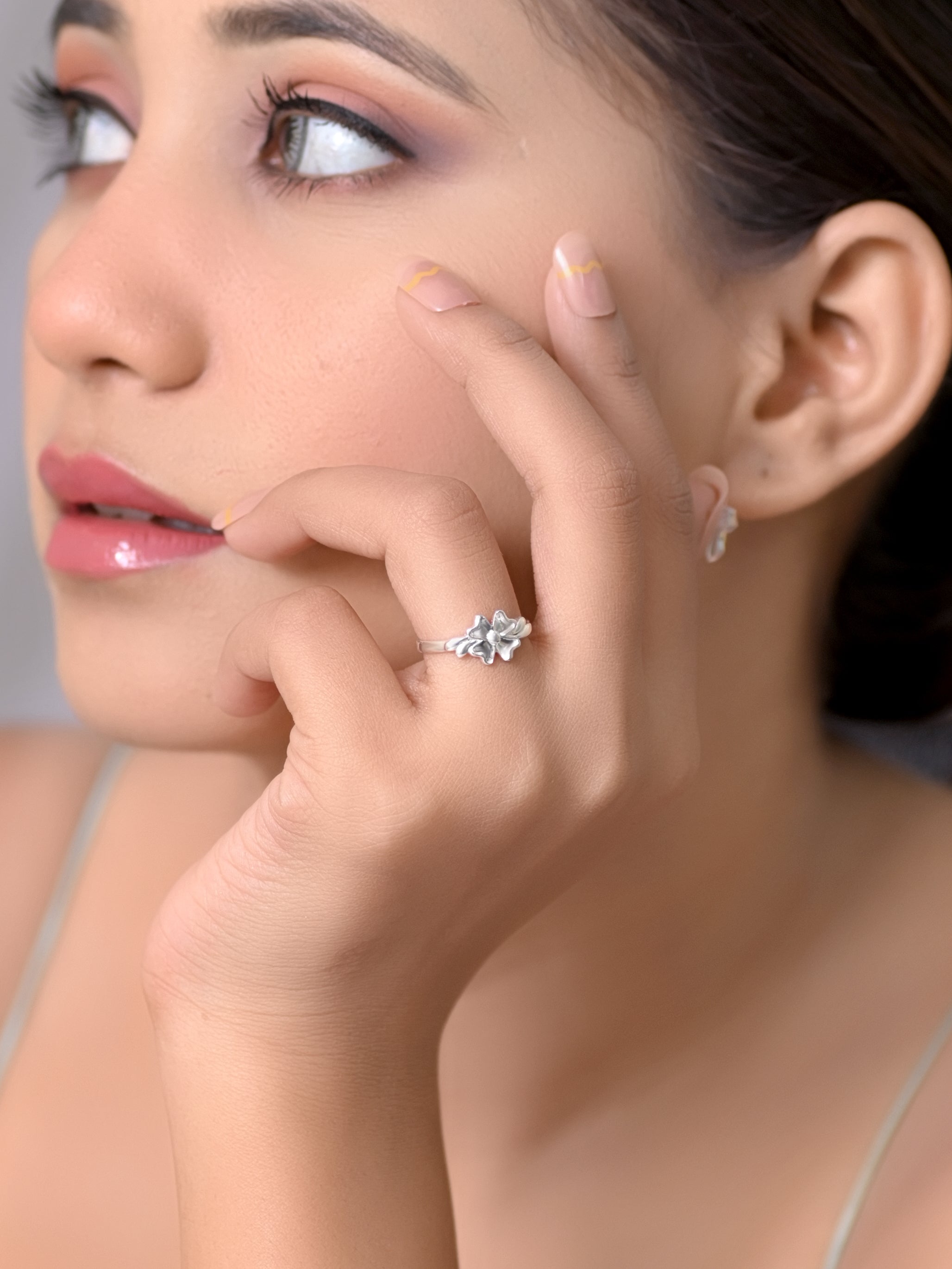 925 Sterling Silver Floral Leaf Ring for Women | Elegant Nature Inspired Open Ring