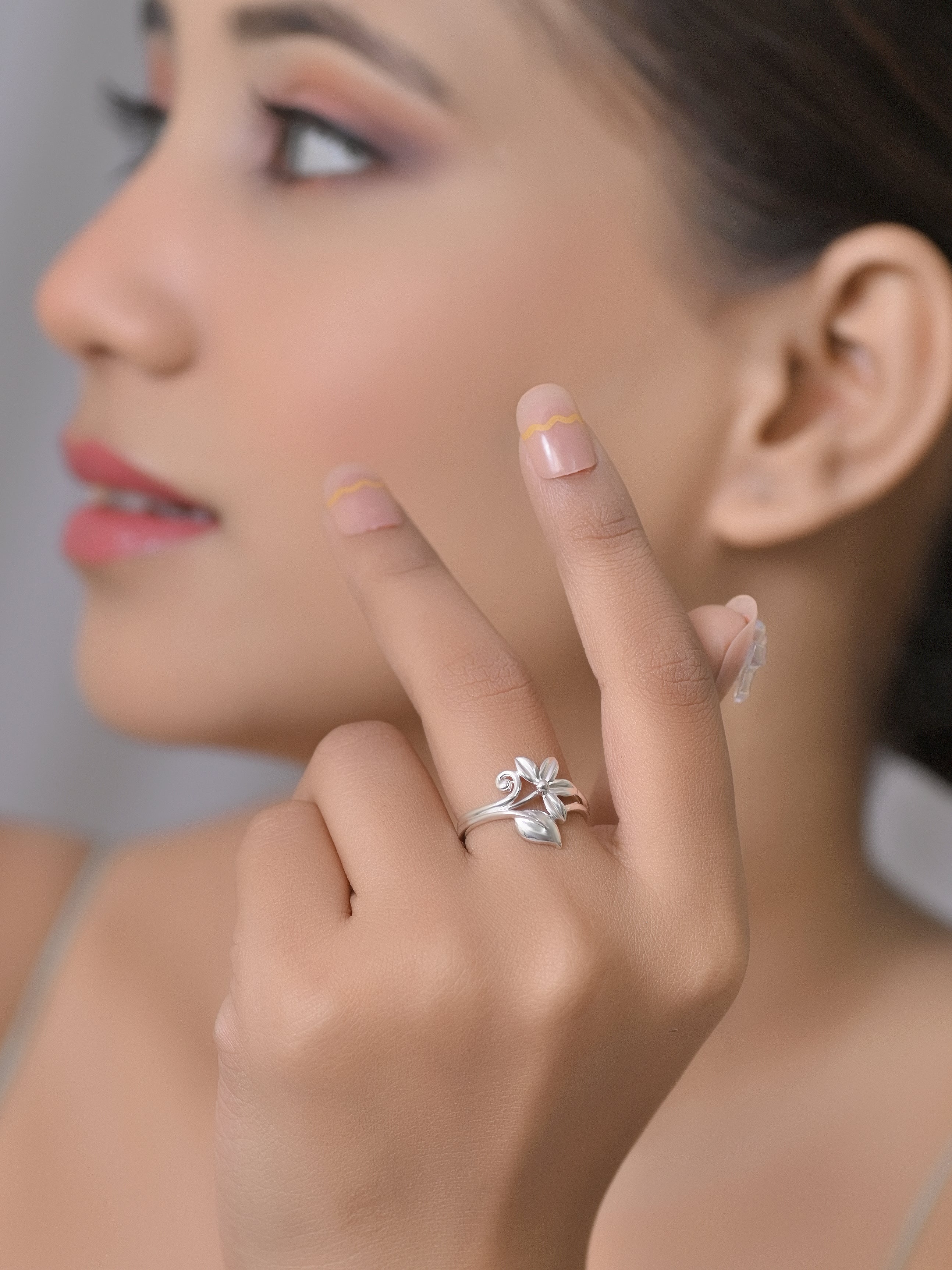 925 Silver Elegant Floral Leaf Silver Ring for Women | Minimal Nature Inspired Open Ring | Women's Jewelry | Gift for Her