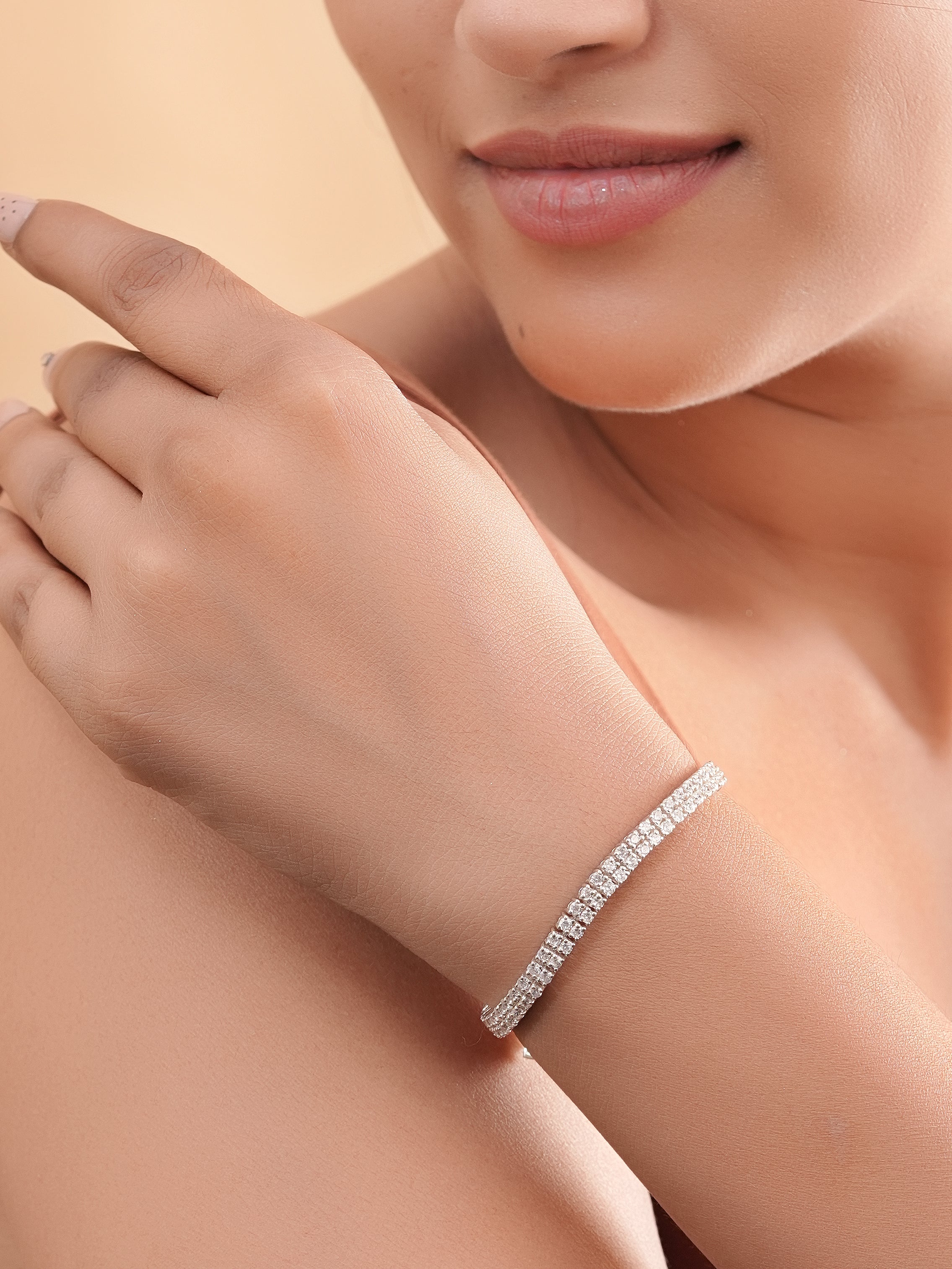 925 Silver Diamond Tennis Bracelet | Elegant White Stone Bracelet | Minimal Luxury Wrist Jewelry