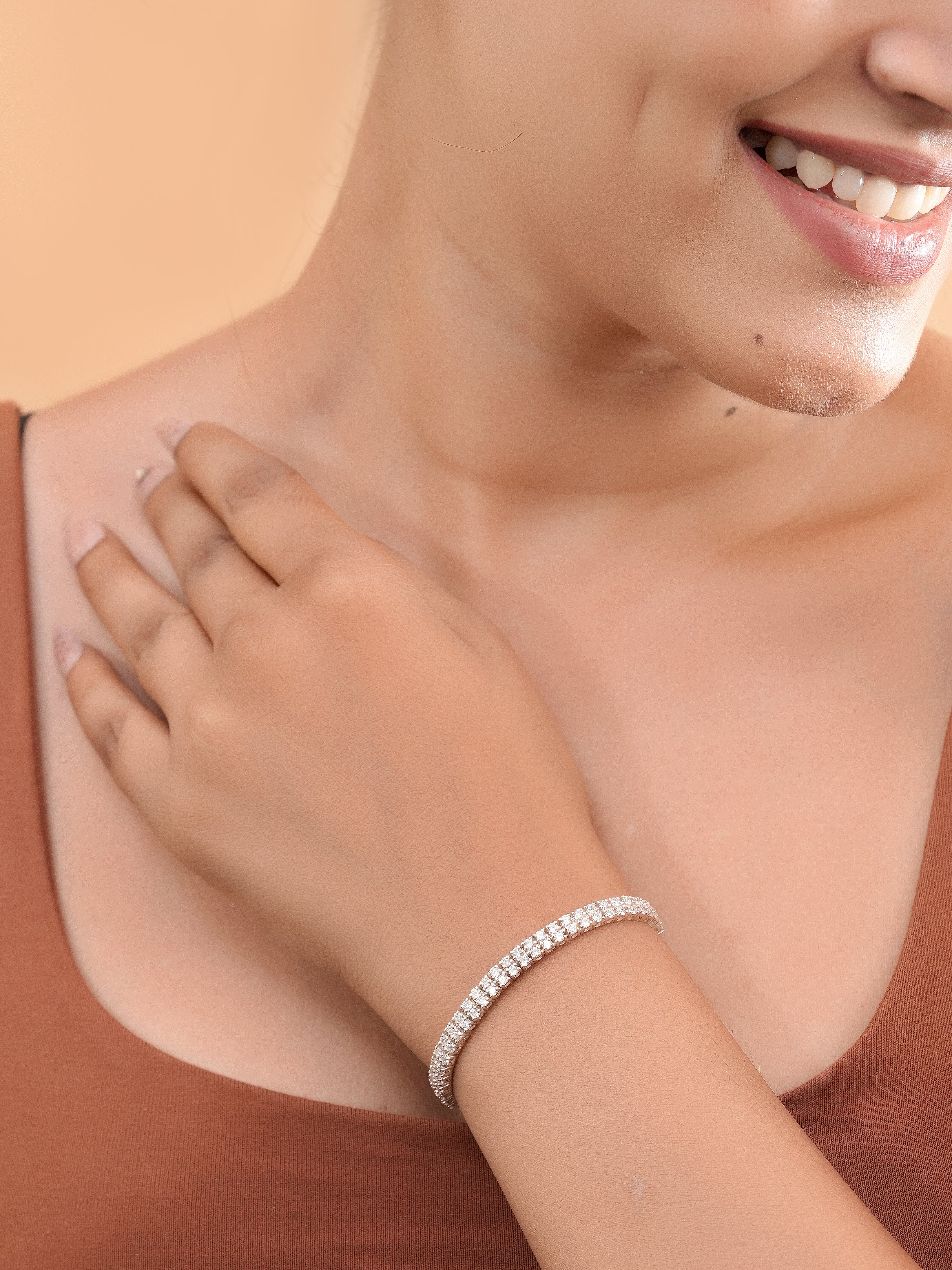 925 Silver Diamond Tennis Bracelet | Elegant White Stone Bracelet | Minimal Luxury Wrist Jewelry