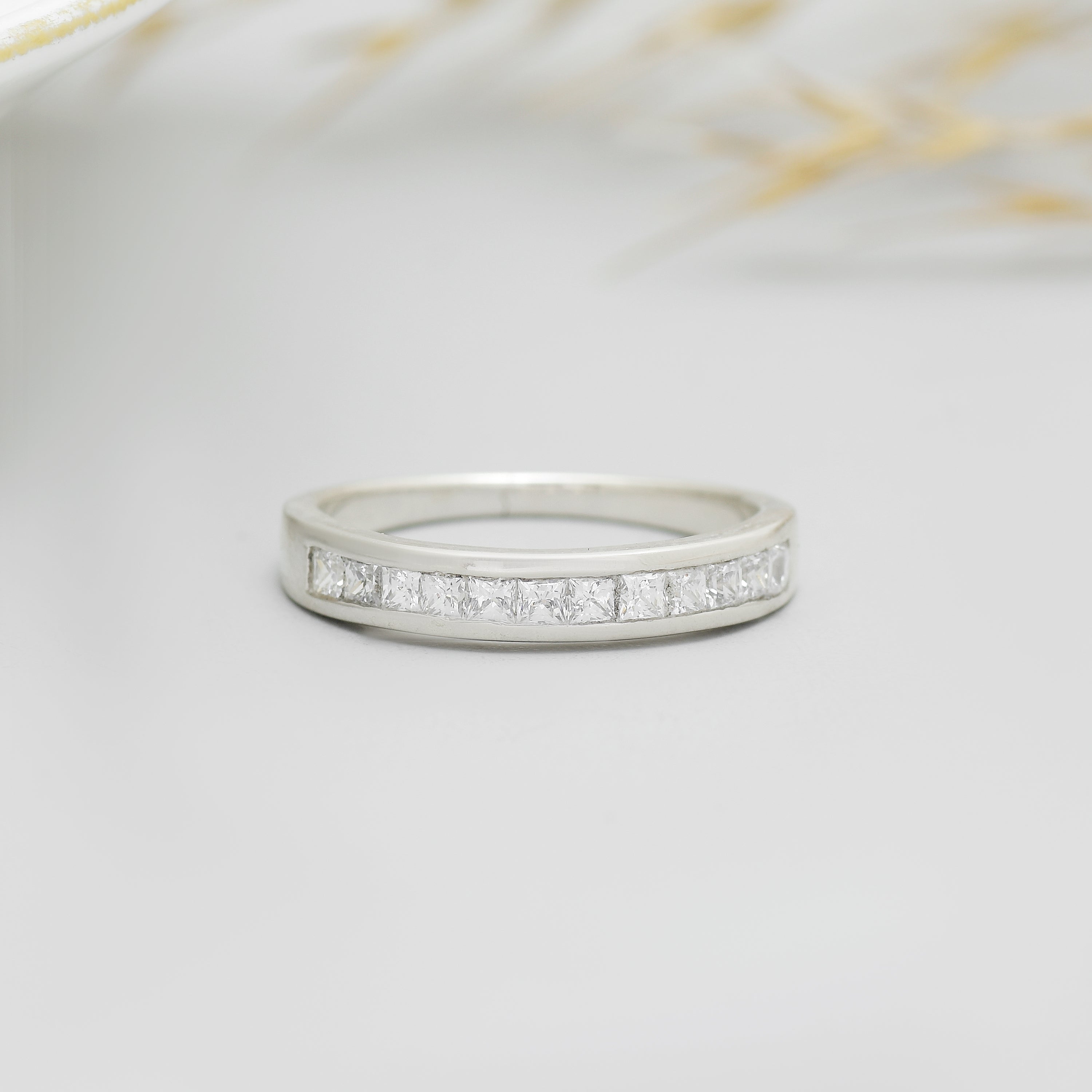 925 Sterling Silver Princess Cut CZ Eternity Band Ring for Women | Minimalist Wedding & Stackable Ring | Women's Ring