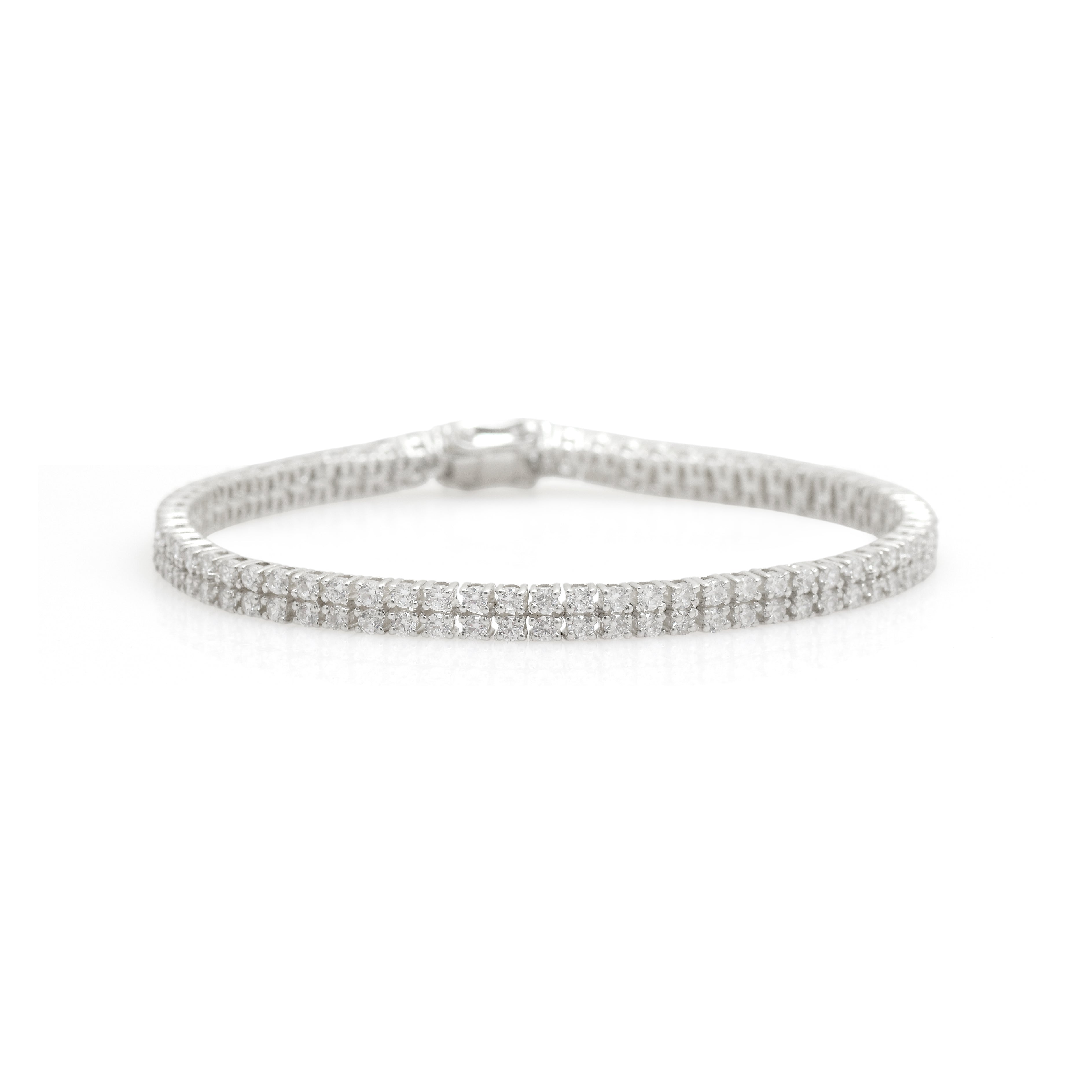 925 Silver Diamond Tennis Bracelet | Elegant White Stone Bracelet | Minimal Luxury Wrist Jewelry