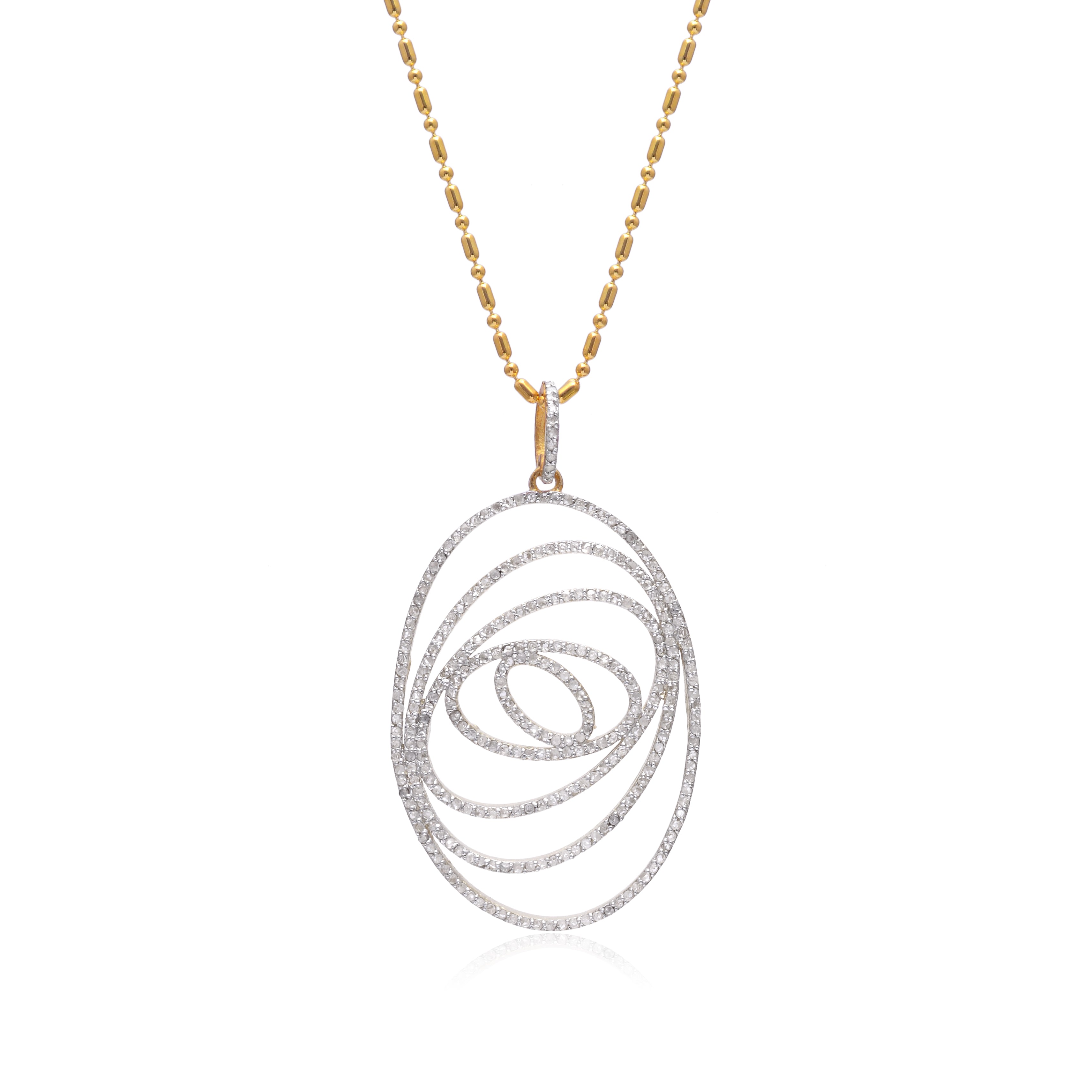 925 Silver Elegant CZ Spiral Oval Pendant Necklace for Women | Gold Plated Statement Jewelry