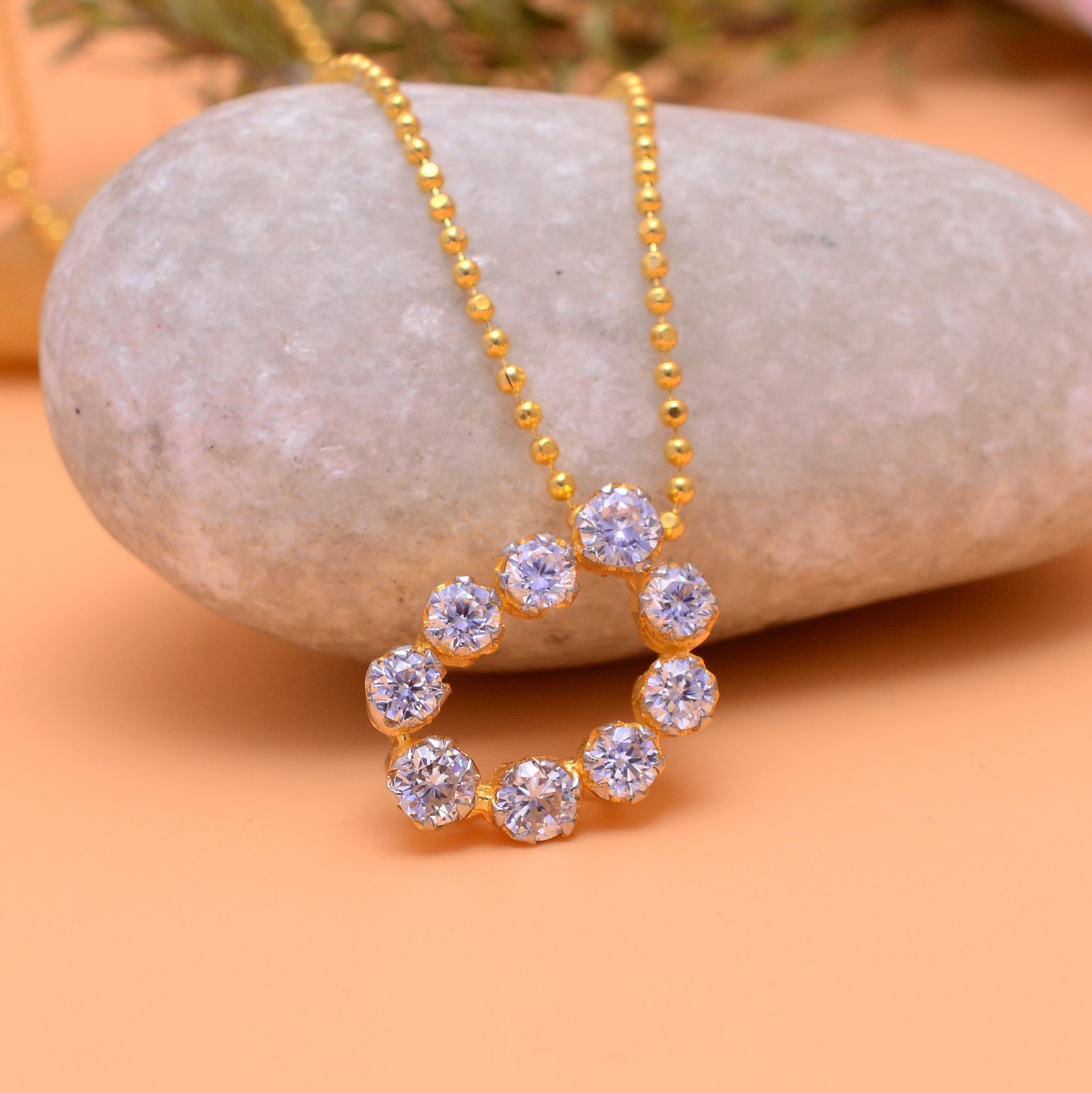 925 Silver Circle Pendant Necklace | Diamond Style Halo Pendant | Gold Plated Minimal Everyday Jewellery
