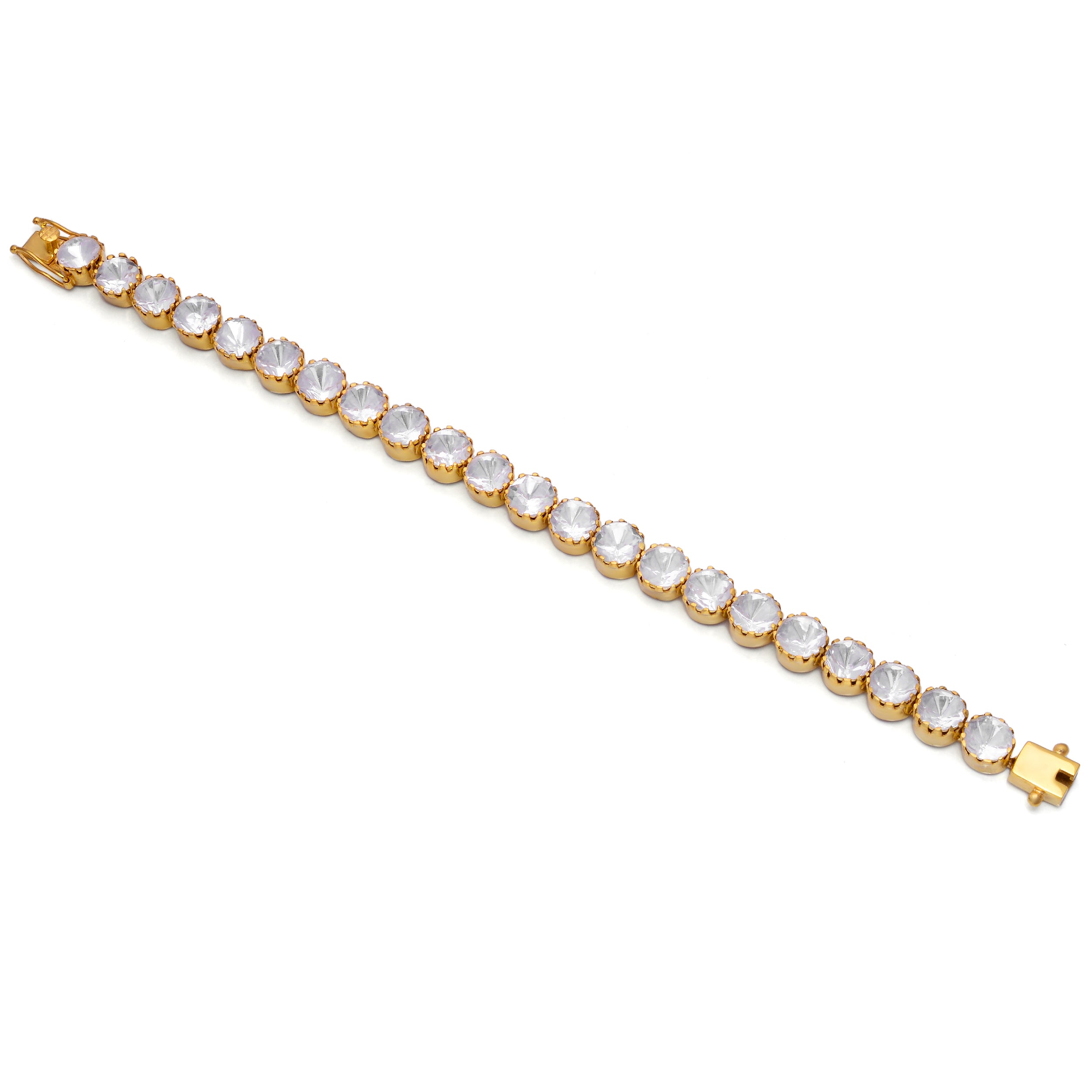 925 Silver Gold Plated Tennis Bracelet for Women – Round Cut CZ Diamond Link Bracelet, Elegant Statement Jewelry for Party, Wedding & Daily Wear