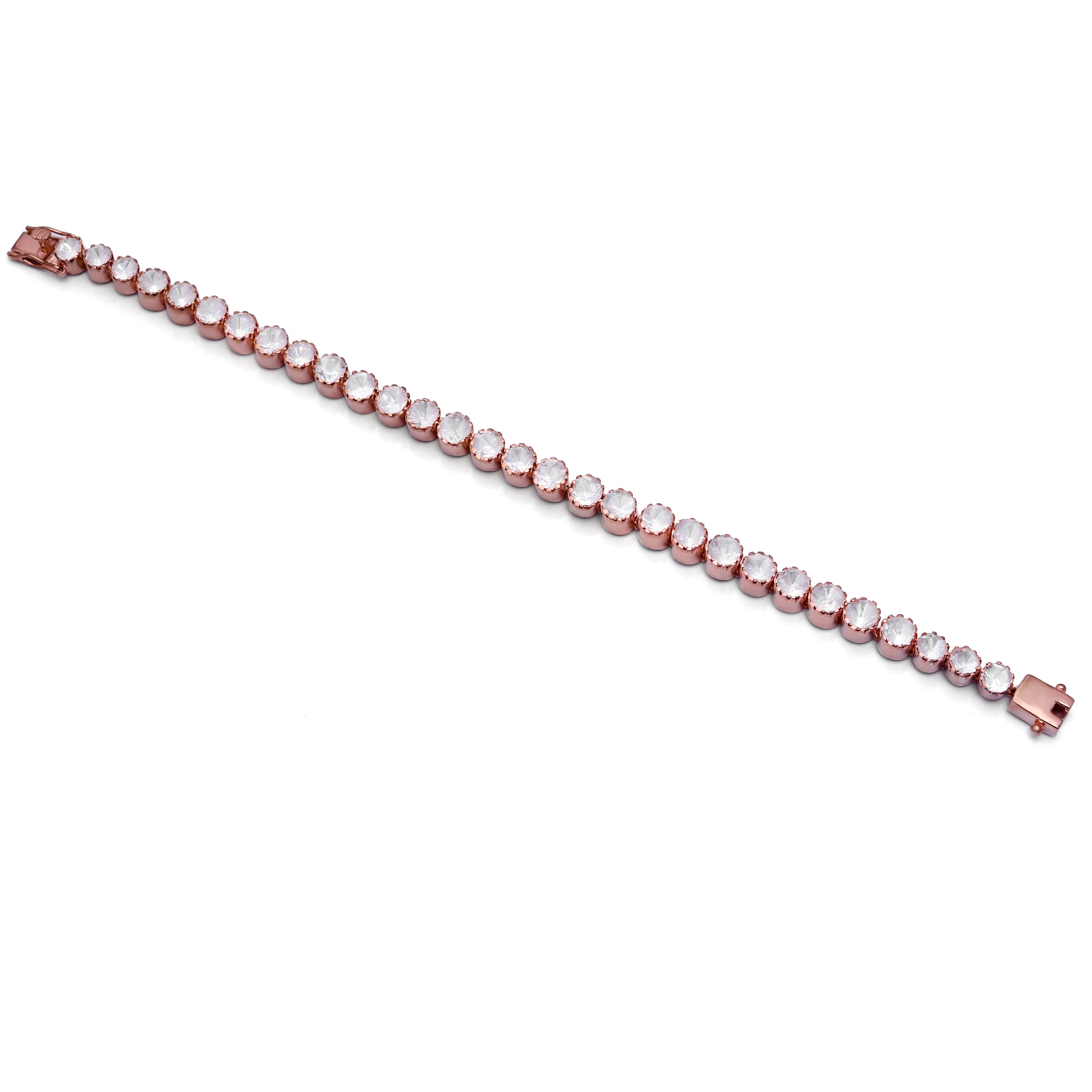 925 Silver Gold Plated Tennis Bracelet for Women – Round Cut CZ Diamond Link Bracelet, Elegant Statement Jewelry for Party, Wedding & Daily Wear