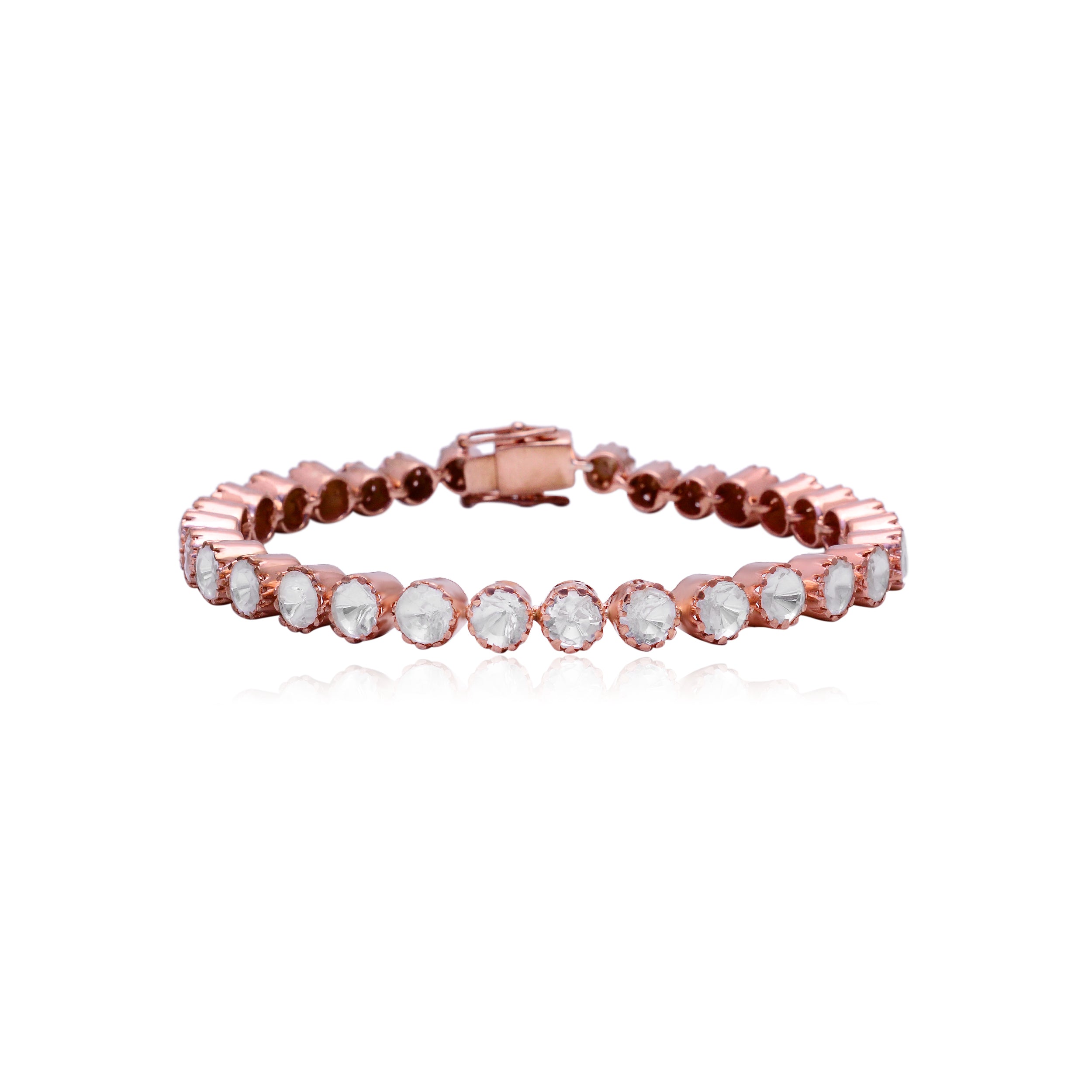 925 Silver Gold Plated Tennis Bracelet for Women – Round Cut CZ Diamond Link Bracelet, Elegant Statement Jewelry for Party, Wedding & Daily Wear