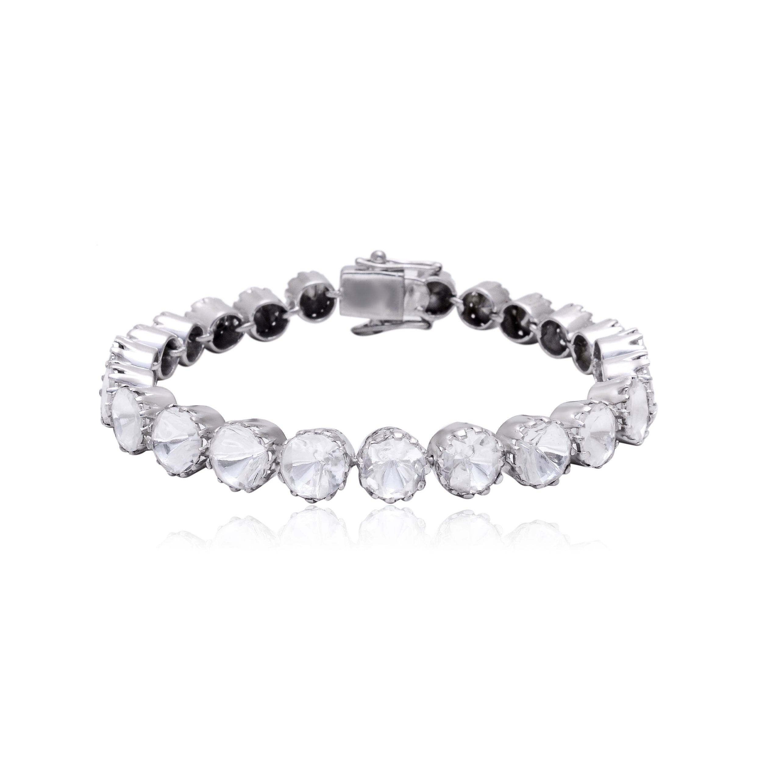 925 Silver Gold Plated Tennis Bracelet for Women – Round Cut CZ Diamond Link Bracelet, Elegant Statement Jewelry for Party, Wedding & Daily Wear