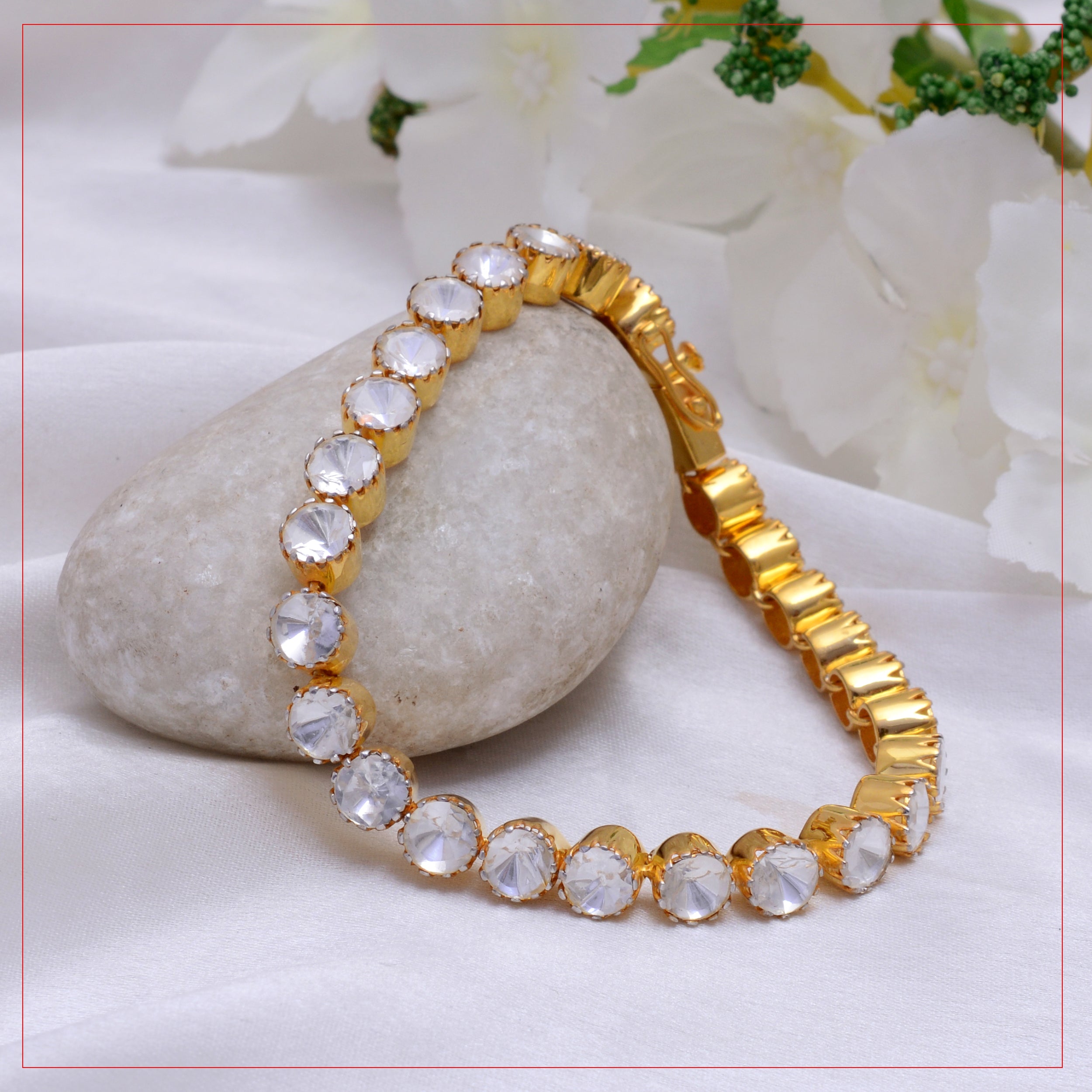 925 Silver Gold Plated Tennis Bracelet for Women – Round Cut CZ Diamond Link Bracelet, Elegant Statement Jewelry for Party, Wedding & Daily Wear