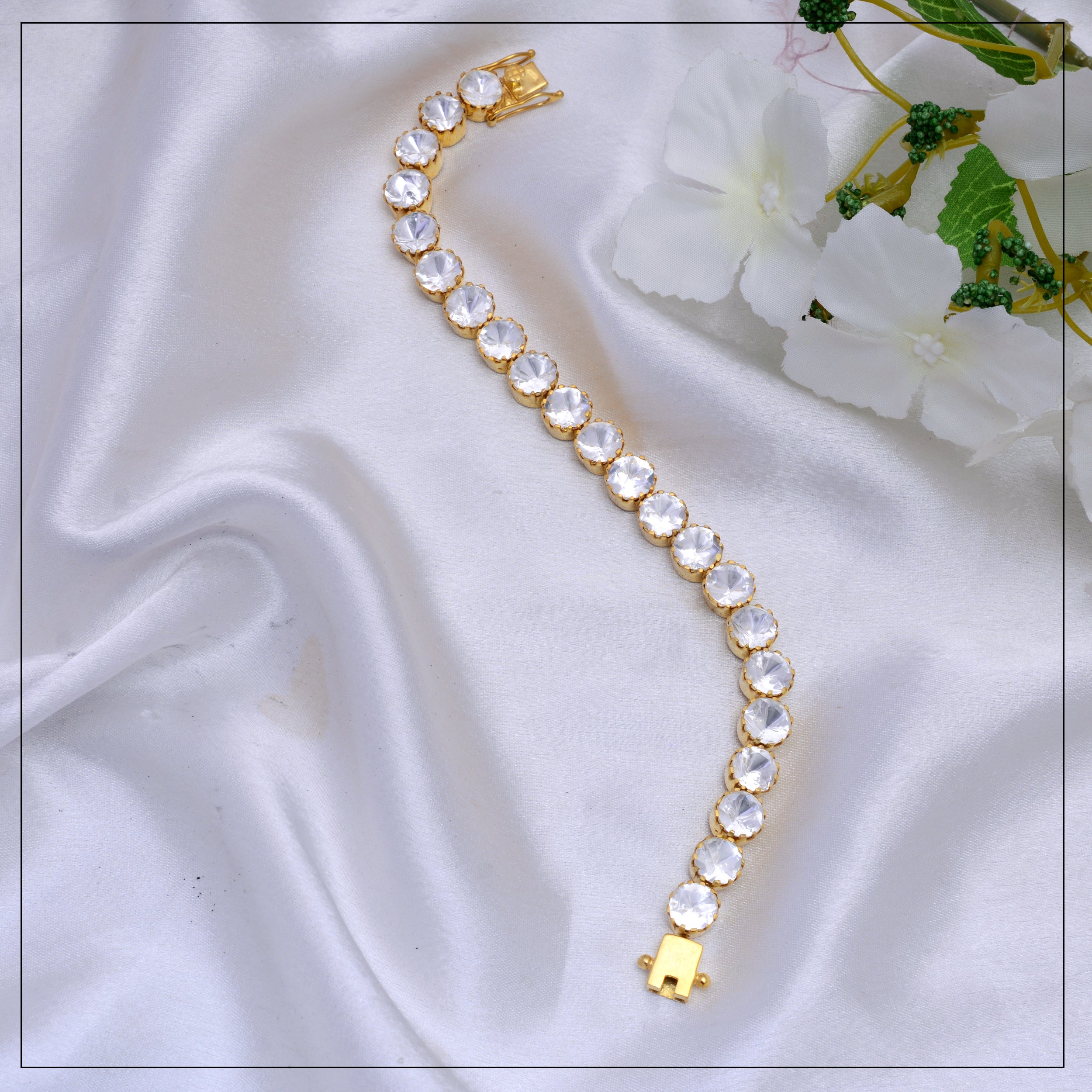 925 Silver Gold Plated Tennis Bracelet for Women – Round Cut CZ Diamond Link Bracelet, Elegant Statement Jewelry for Party, Wedding & Daily Wear