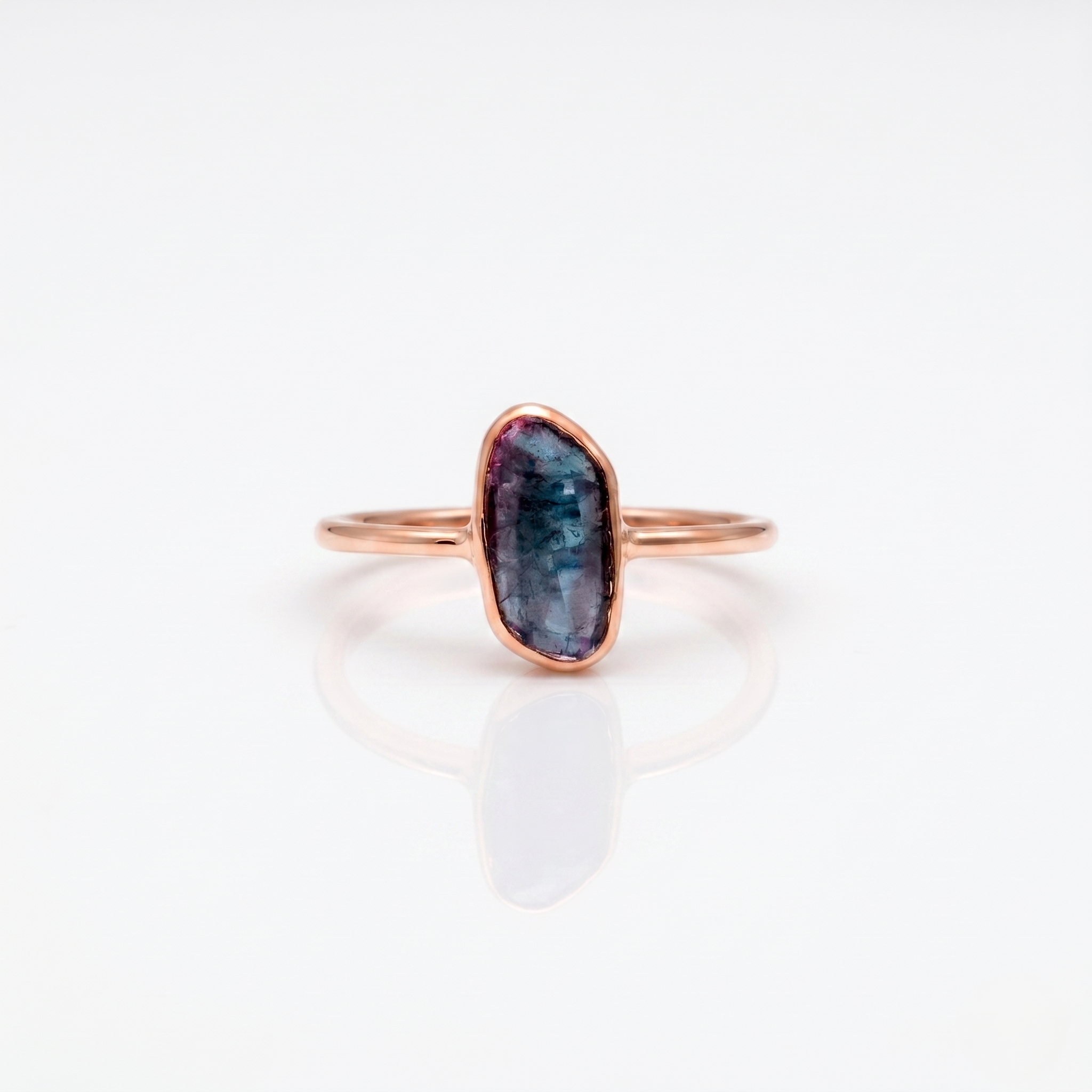 Minimalist Labradorite Stone Ring for Women | Handmade Silver Bezel Statement Ring
