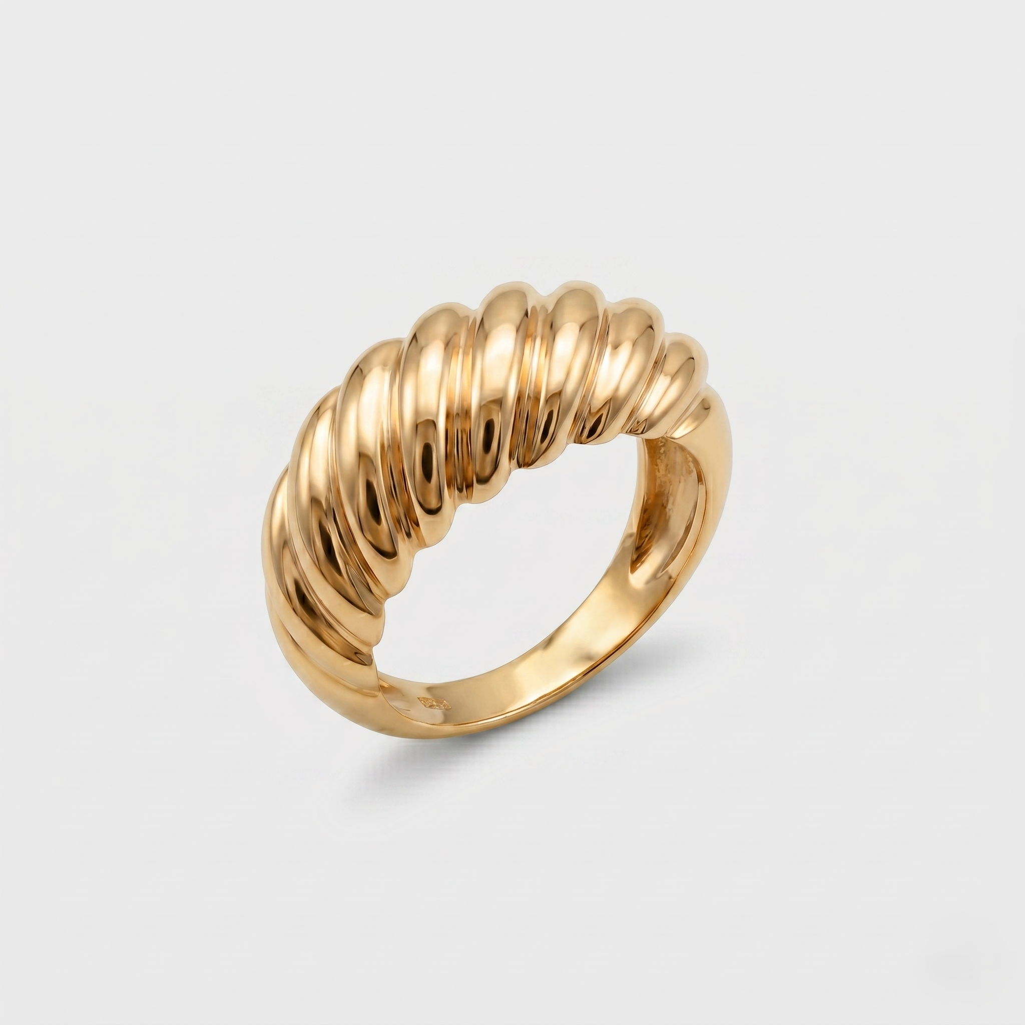 925 Silver Gold Plated Modern Ribbed Ring for Women | Minimal Statement Open Band Ring | Women's Ring