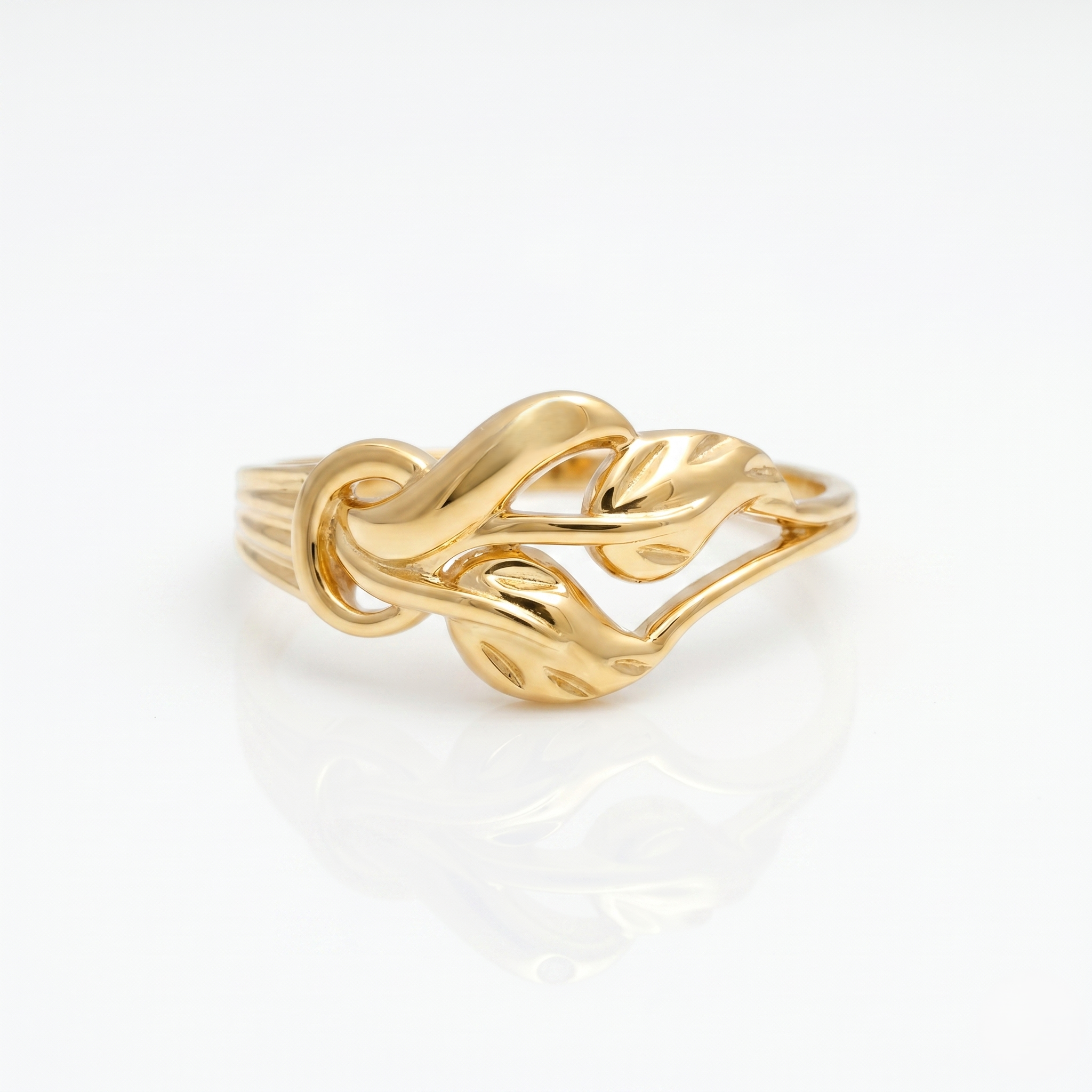 925 Sterling Silver Gold Plated Leaf Vine Ring with CZ Stone for Women | Elegant Nature Inspired Ring | Women's Gift Jewelry