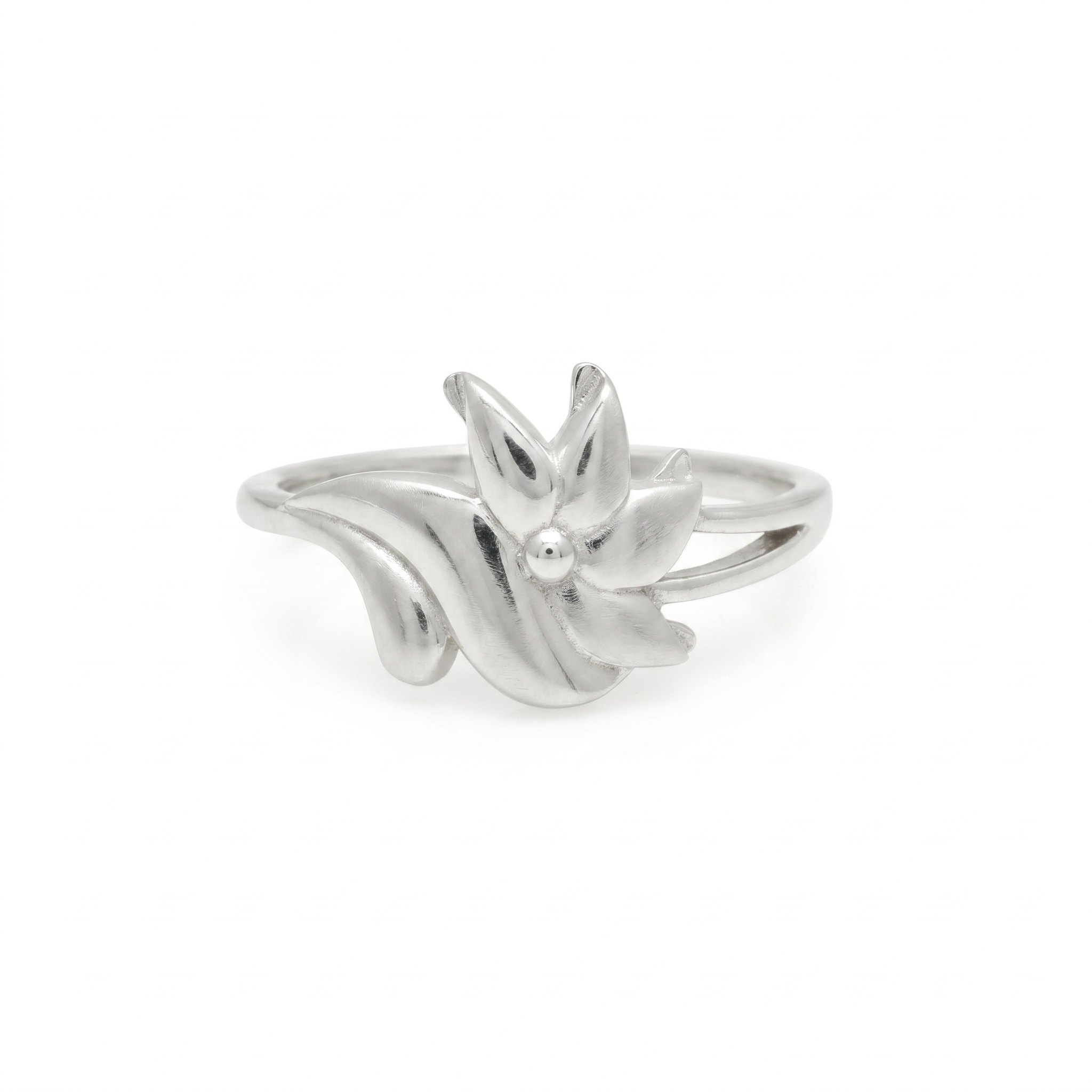 925 Sterling Silver Floral Leaf Ring for Women | Elegant Nature Inspired Open Ring