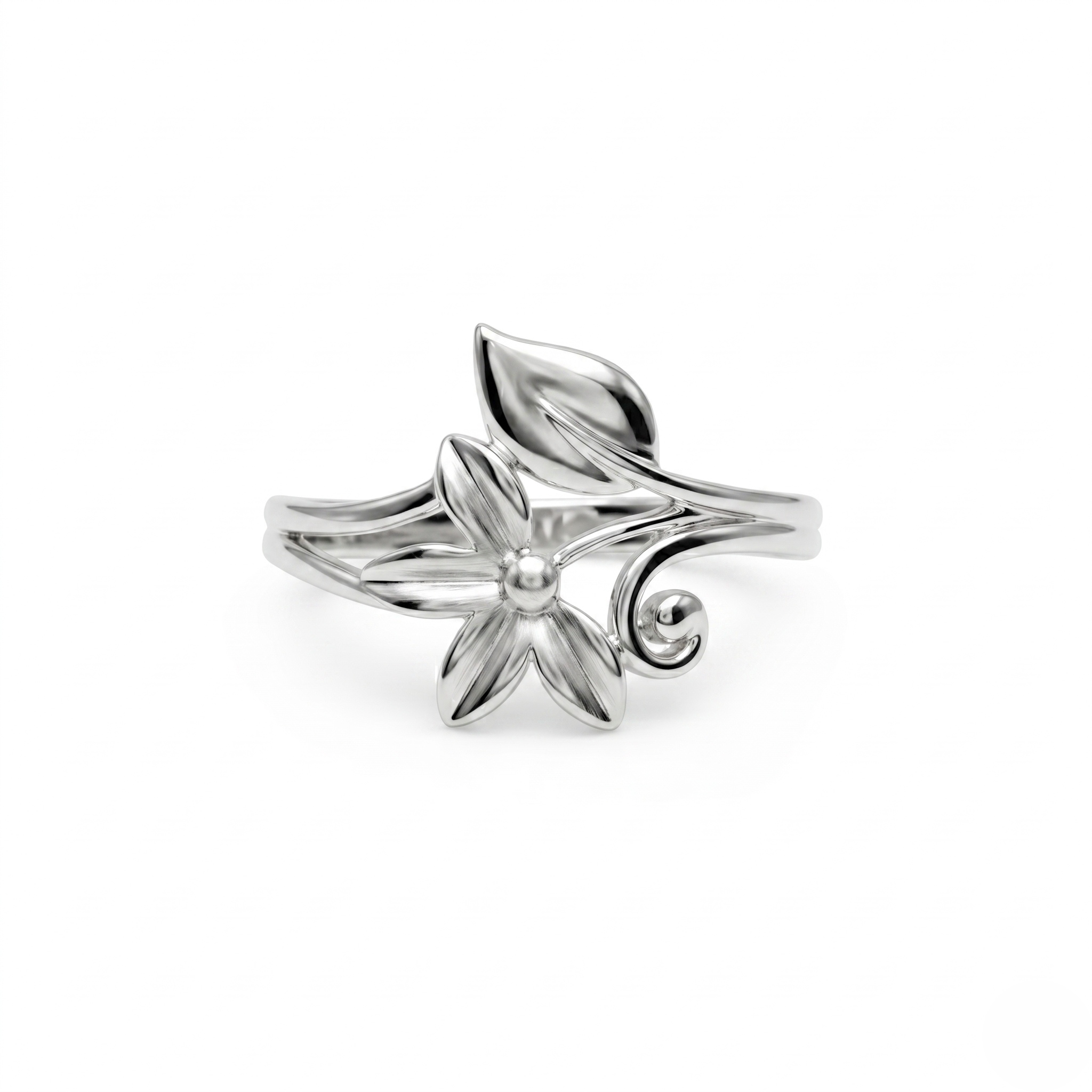 925 Silver Elegant Floral Leaf Silver Ring for Women | Minimal Nature Inspired Open Ring | Women's Jewelry | Gift for Her