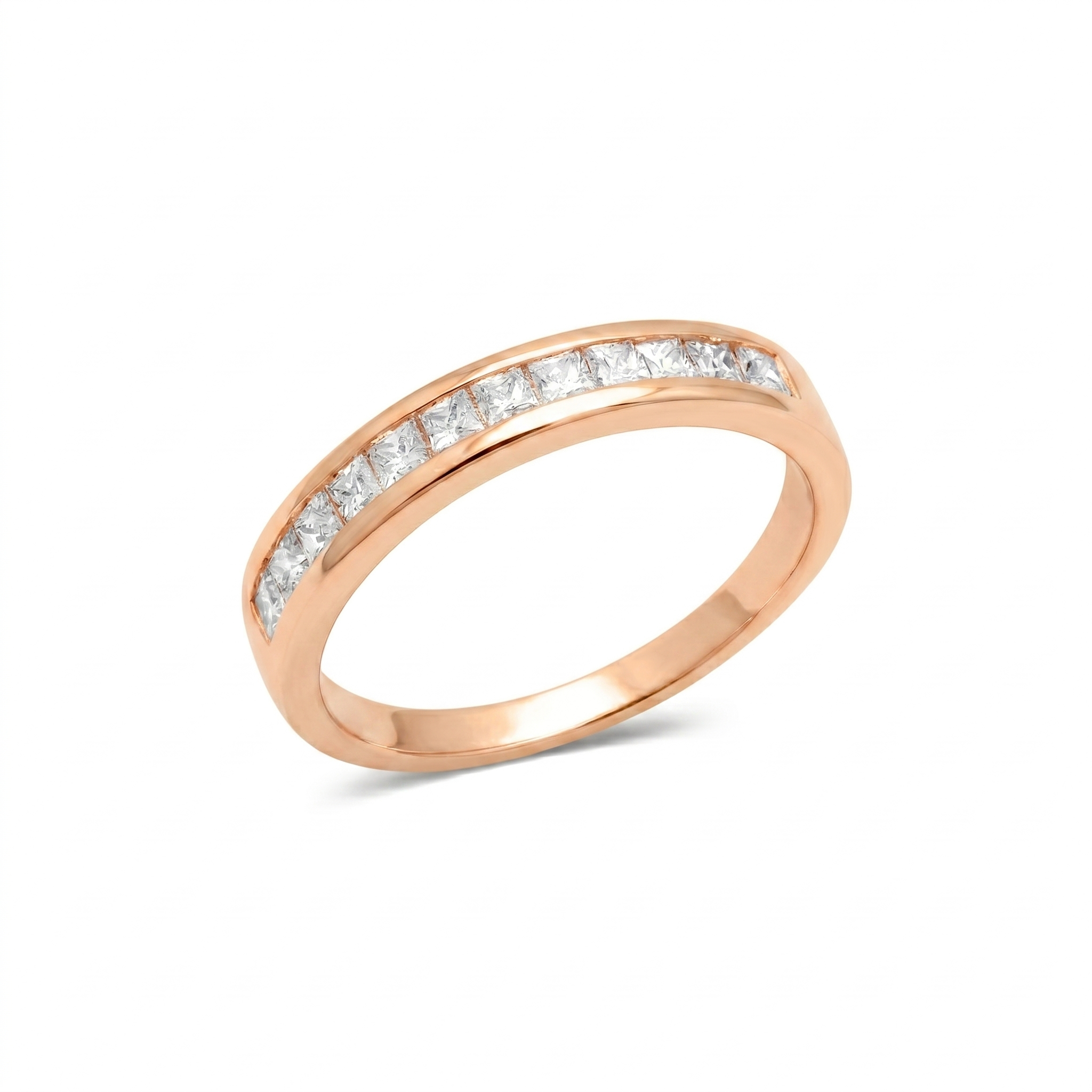 925 Sterling Silver Princess Cut CZ Eternity Band Ring for Women | Minimalist Wedding & Stackable Ring | Women's Ring