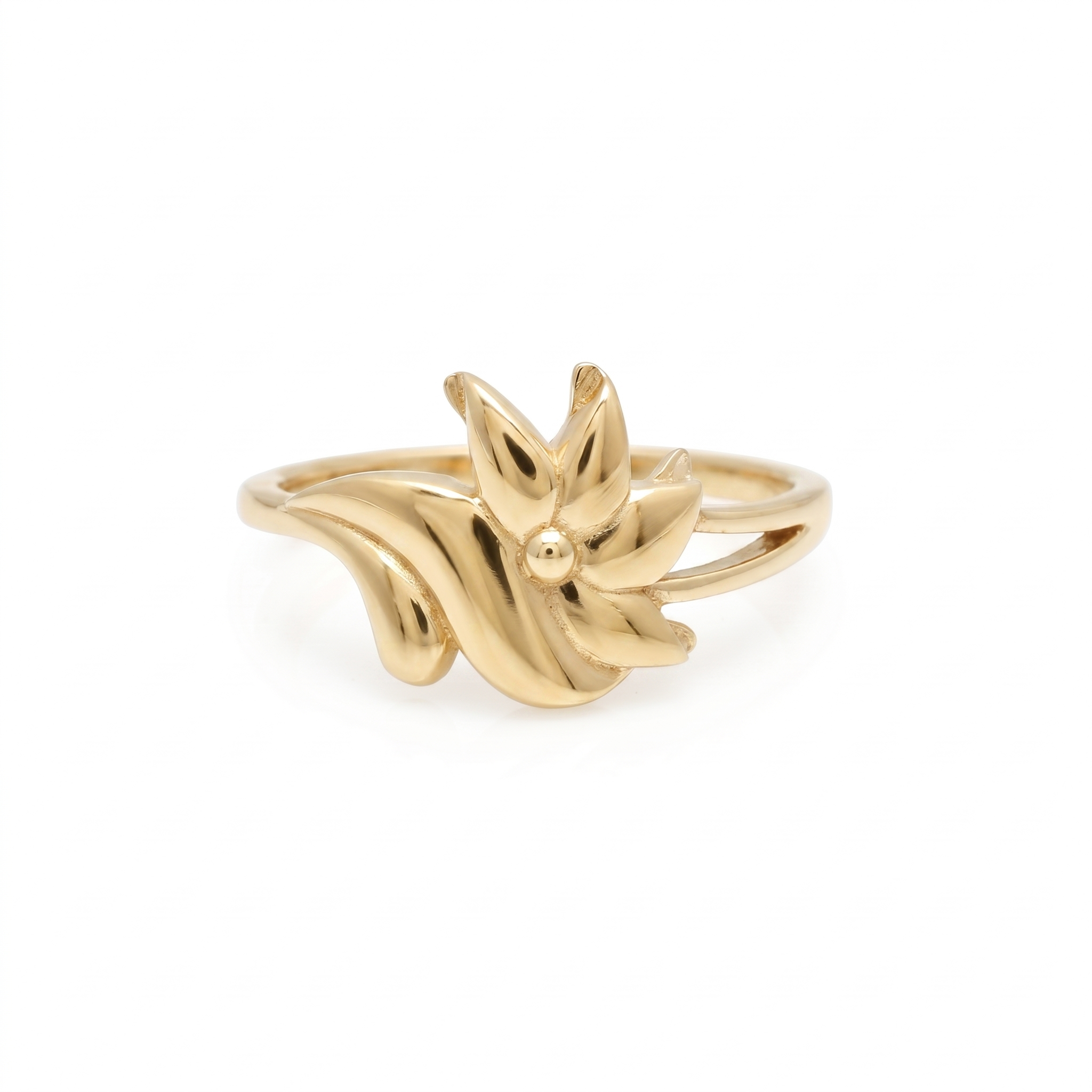 925 Sterling Silver Floral Leaf Ring for Women | Elegant Nature Inspired Open Ring