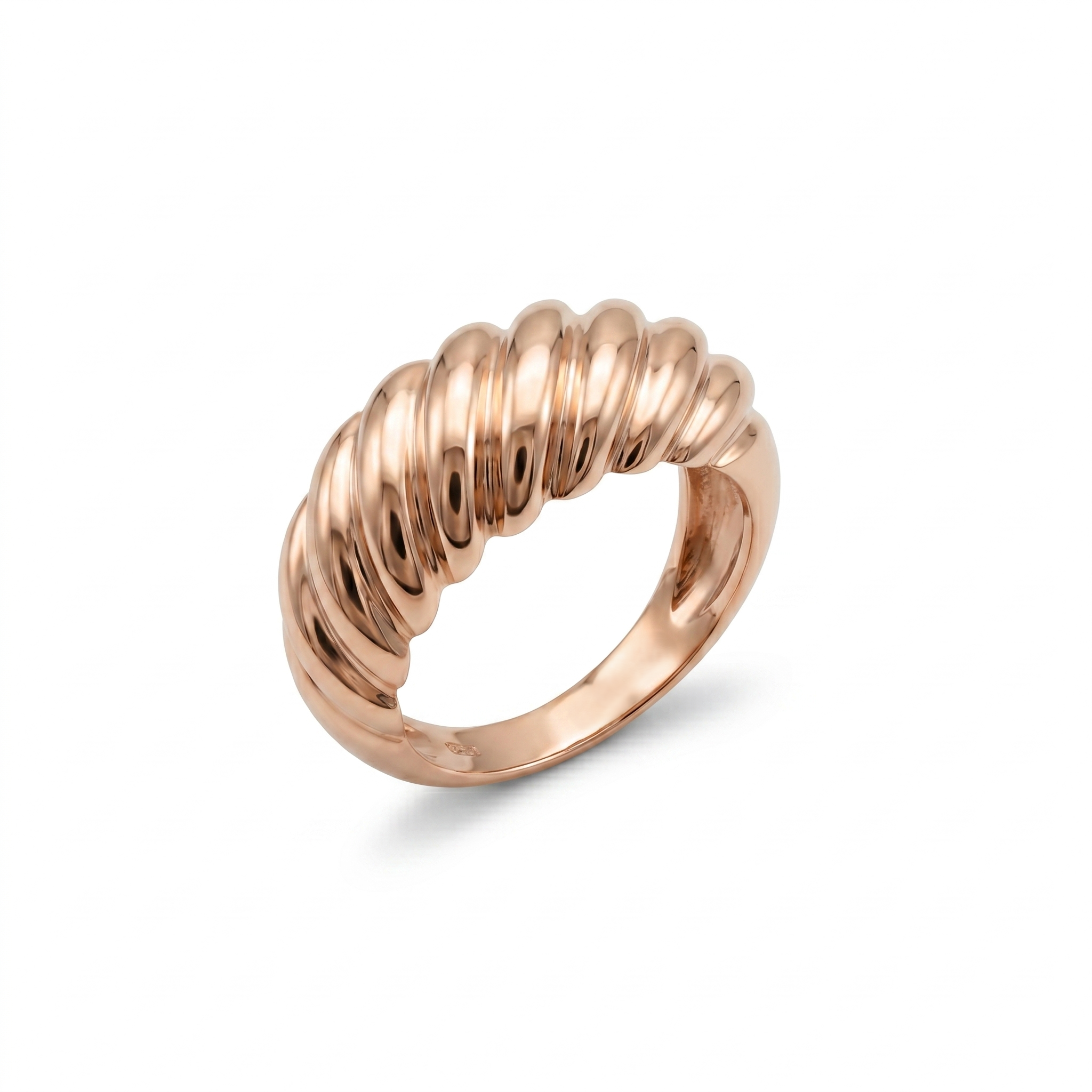 925 Silver Gold Plated Modern Ribbed Ring for Women | Minimal Statement Open Band Ring | Women's Ring