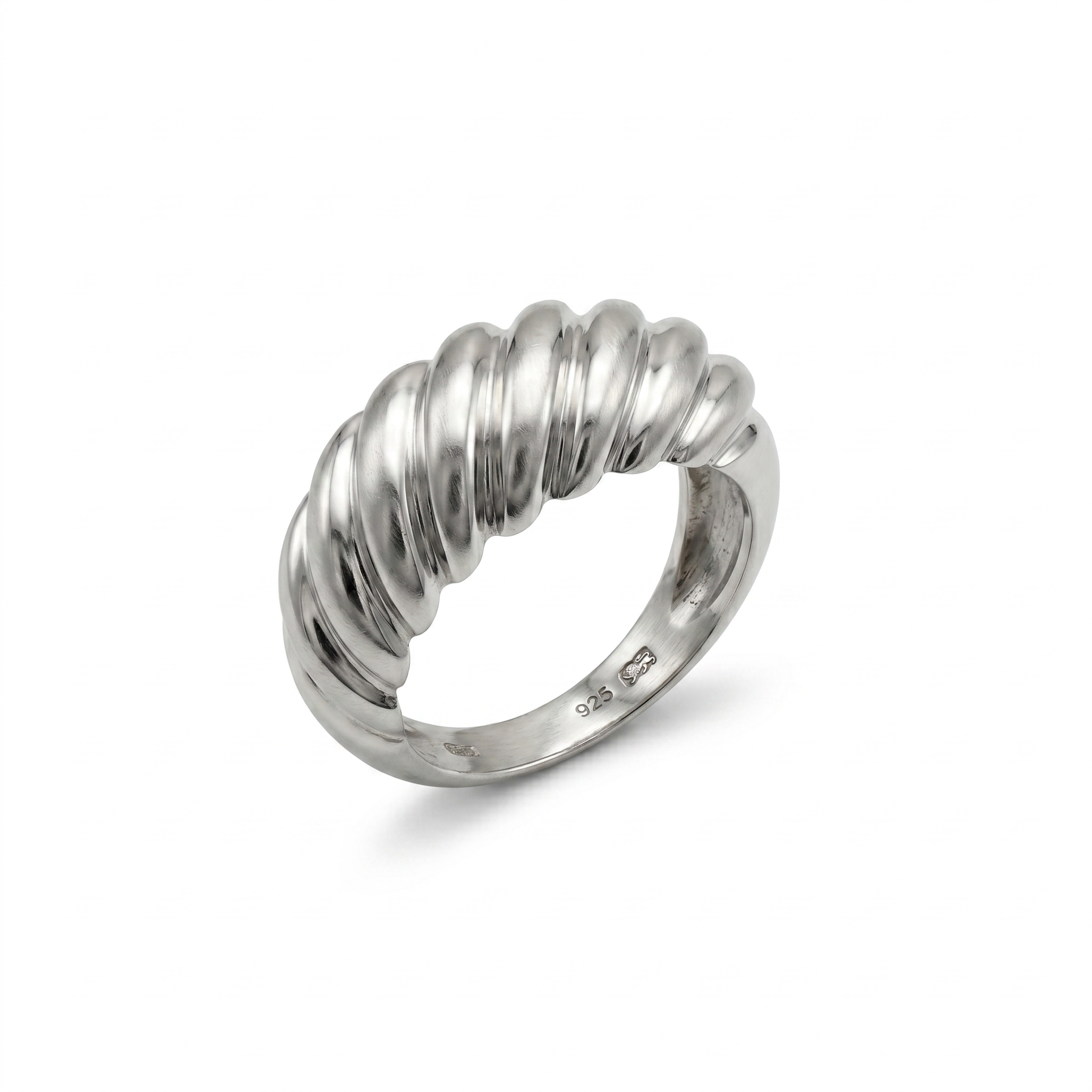 925 Silver Gold Plated Modern Ribbed Ring for Women | Minimal Statement Open Band Ring | Women's Ring