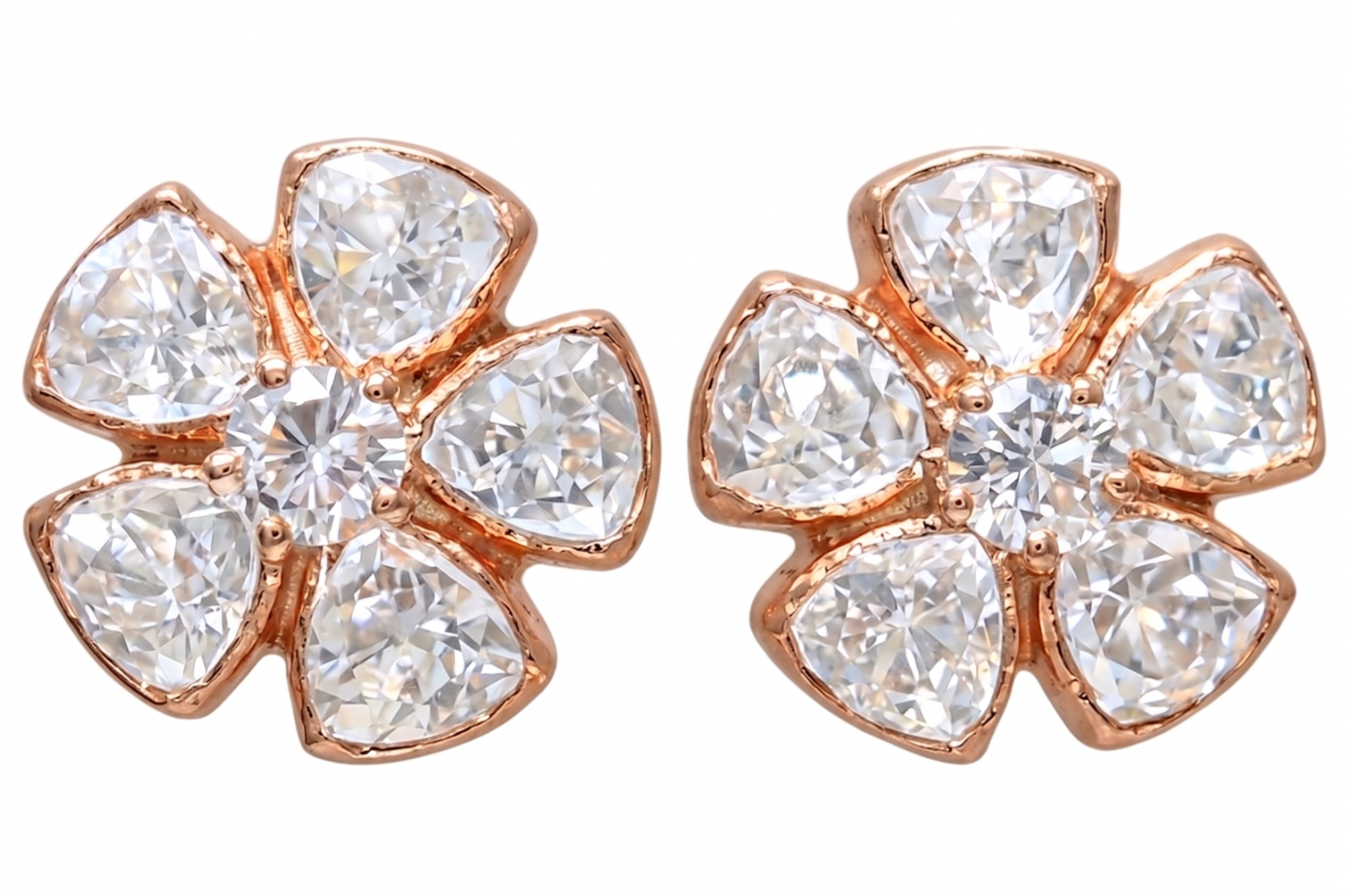 925 Silver Floral Polki Stud Earrings in Gold Plated | Elegant Flower Shape Crystal Earrings for Women