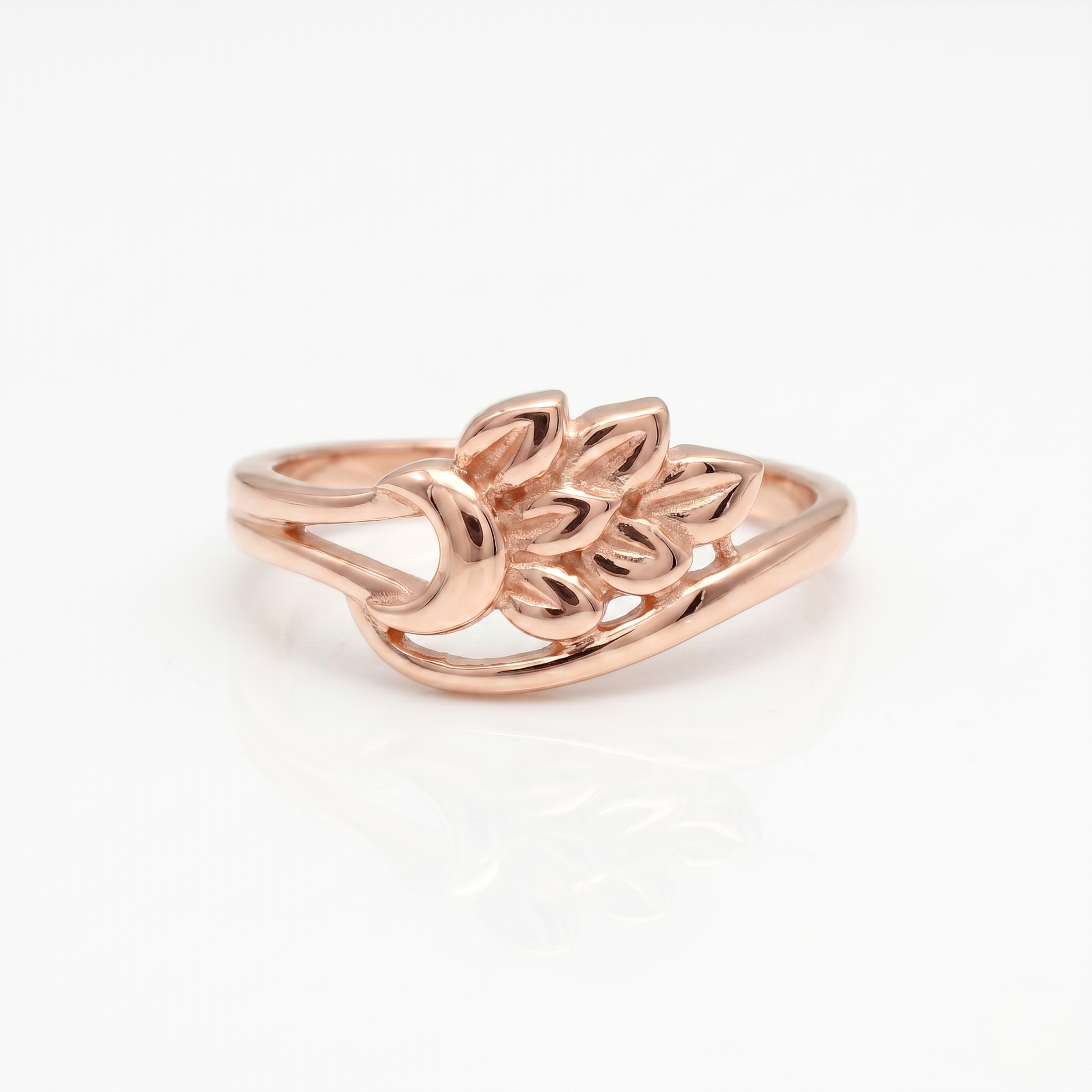 925 Sterling Silver Rose Gold Plated Floral Openwork Ring for Women | Minimalist Leaf Design Ring | Women's Jewelry | Gift for Friend