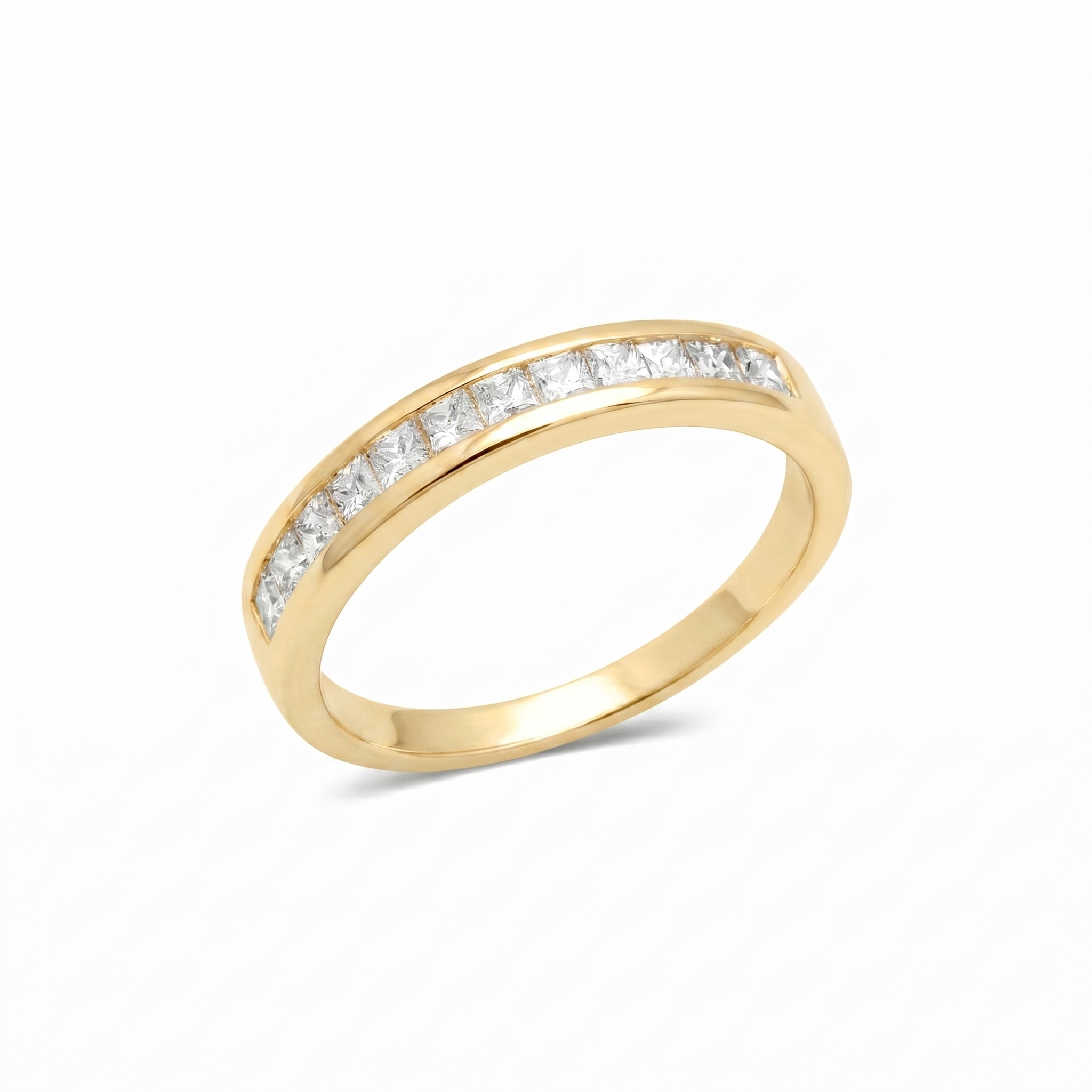 925 Sterling Silver Princess Cut CZ Eternity Band Ring for Women | Minimalist Wedding & Stackable Ring | Women's Ring