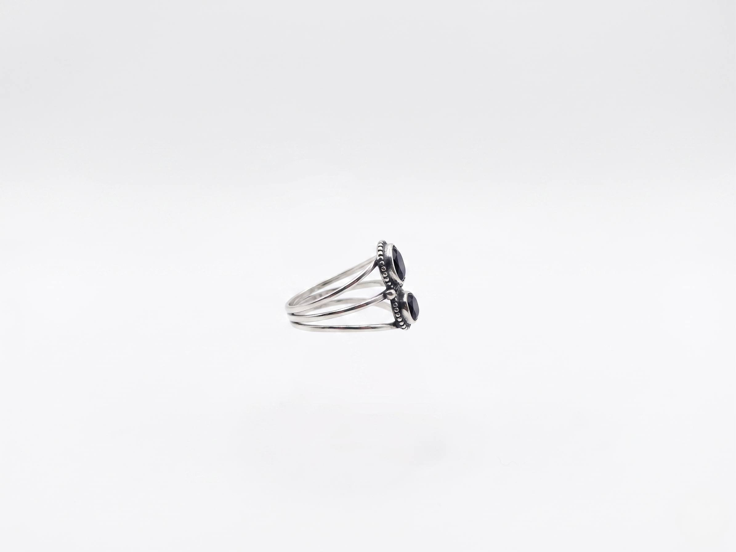 Vintage Boho 925 Sterling Silver Double Amethyst Ring – Pear & Round Two-Stone Statement Ring | Women's Ring | Gift for Her