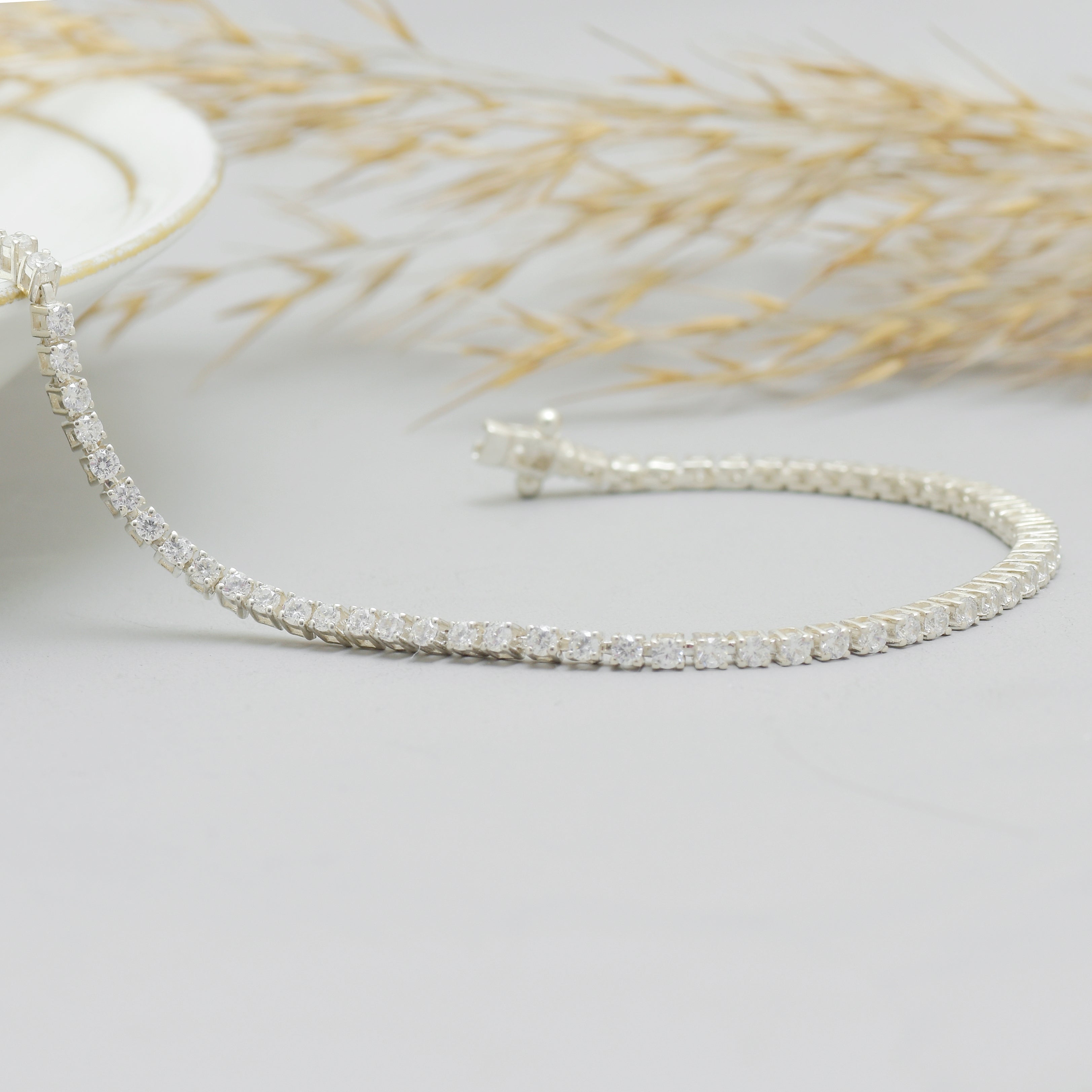 925 Silver Elegant Tennis Bracelet for Women – Round Cut CZ Diamond Bracelet, Minimalist Sparkling Link Bracelet, Wedding & Party Jewelry Gift | Women's Jewelry