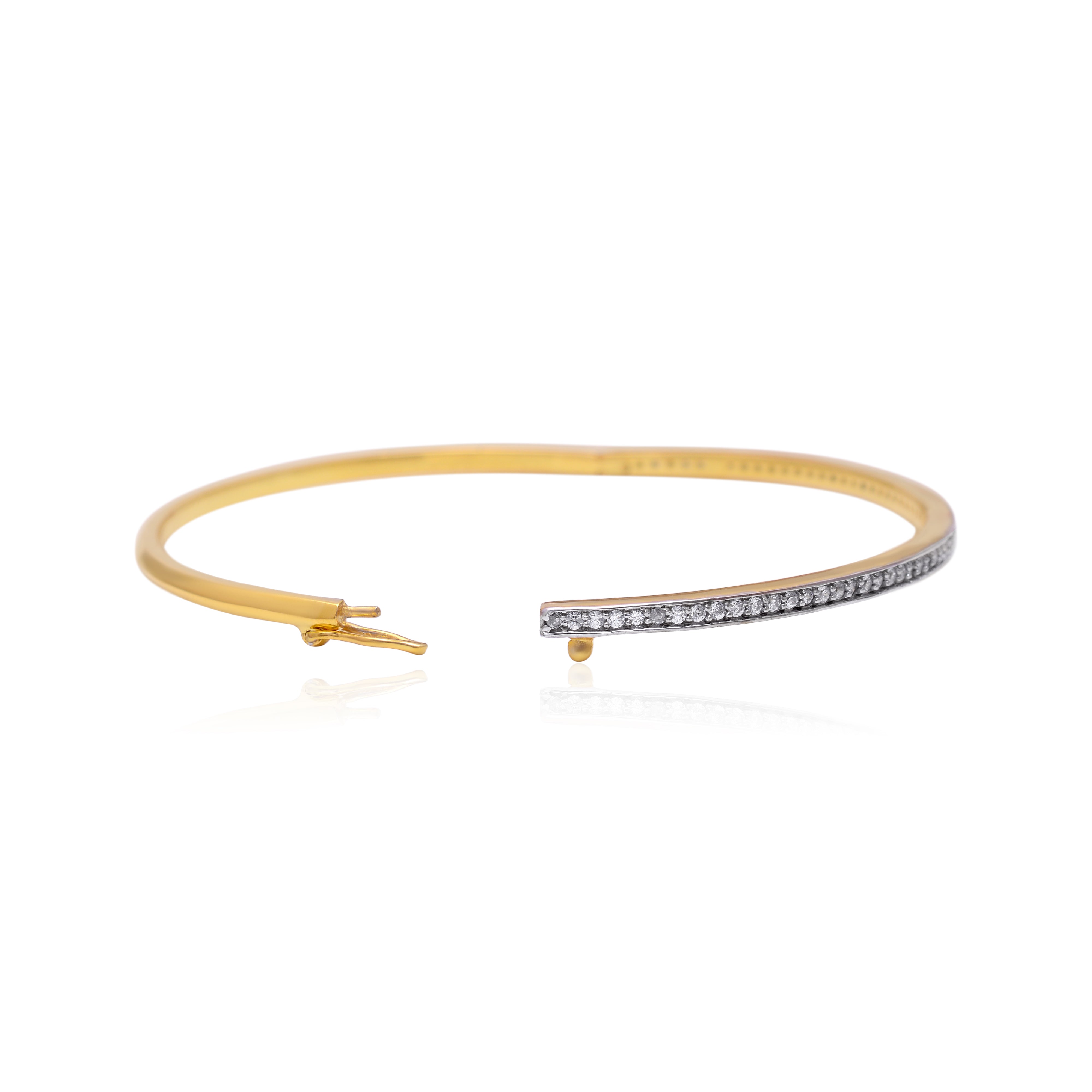 925 Silver Minimalist Gold Plated Open Bangle Bracelet for Women – CZ Diamond Accent Cuff Bracelet, Elegant Thin Stackable Jewelry for Daily Wear & Party | Women's Bangle
