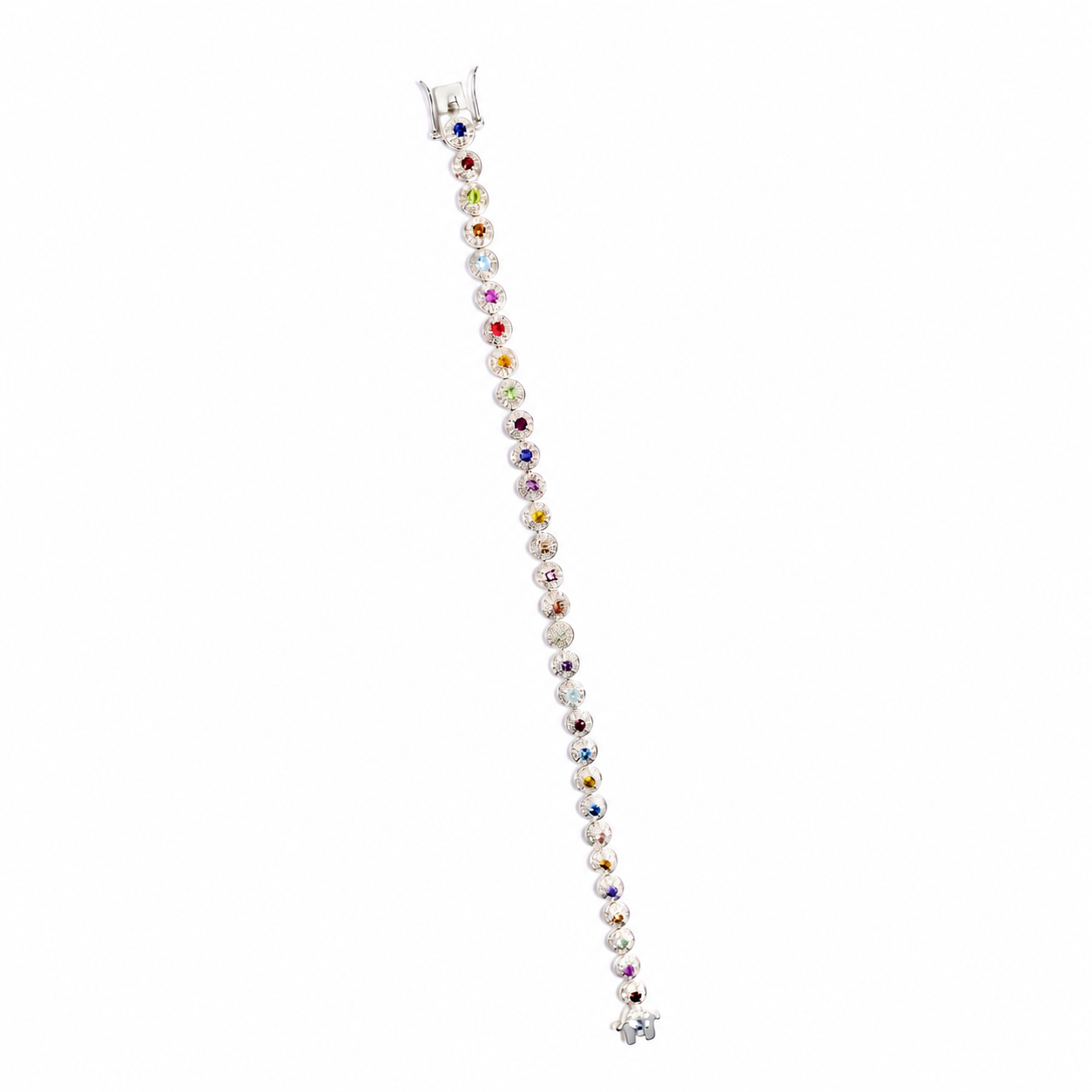 Natural Multi Gemstone Tennis Bracelet in 925 Sterling Silver | Handmade Rainbow Birthstone Bracelet for Women | Colorful Gemstone Jewelry | Gift for Wife Mom