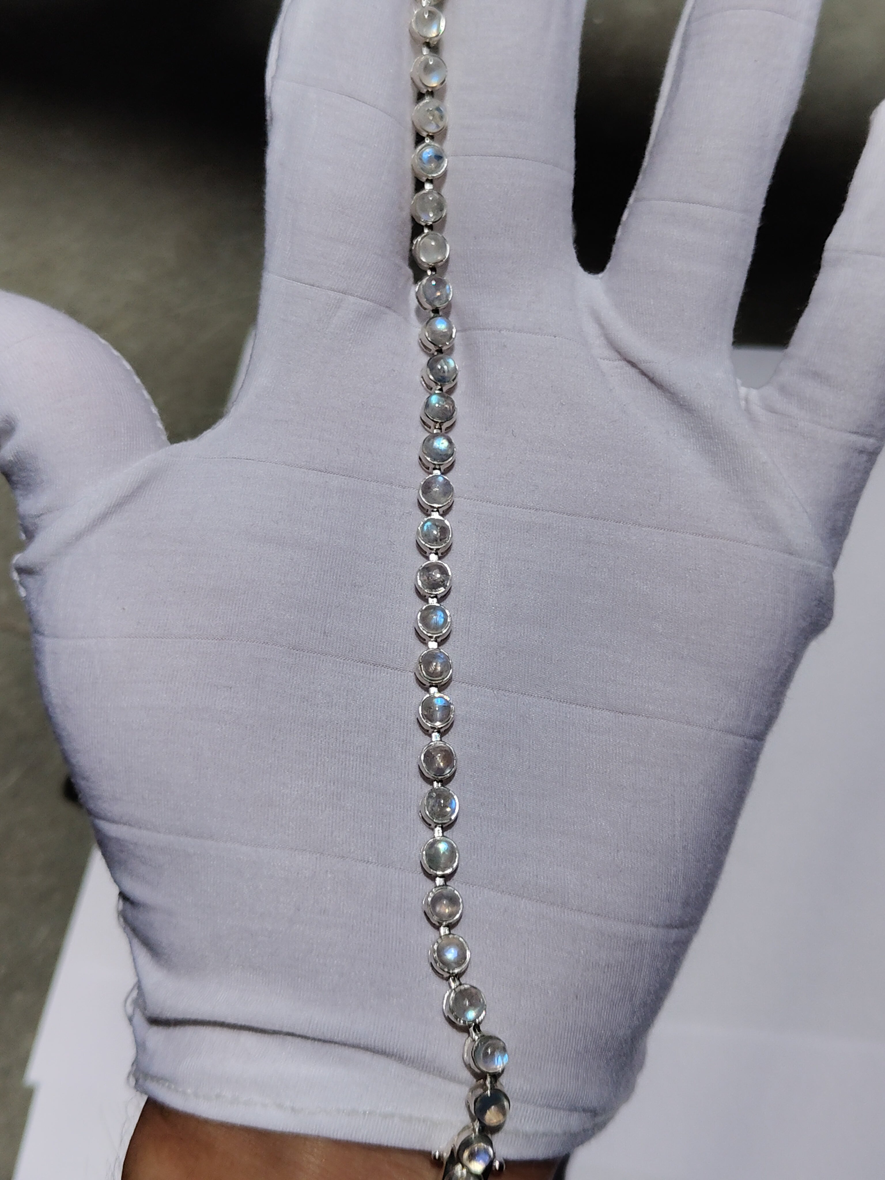 925 Sterling Silver Natural Rainbow Moonstone Tennis Bracelet | Handmade Moonstone Bracelet for Women | Genuine Gemstone Jewelry Gift | Women's Jewelry