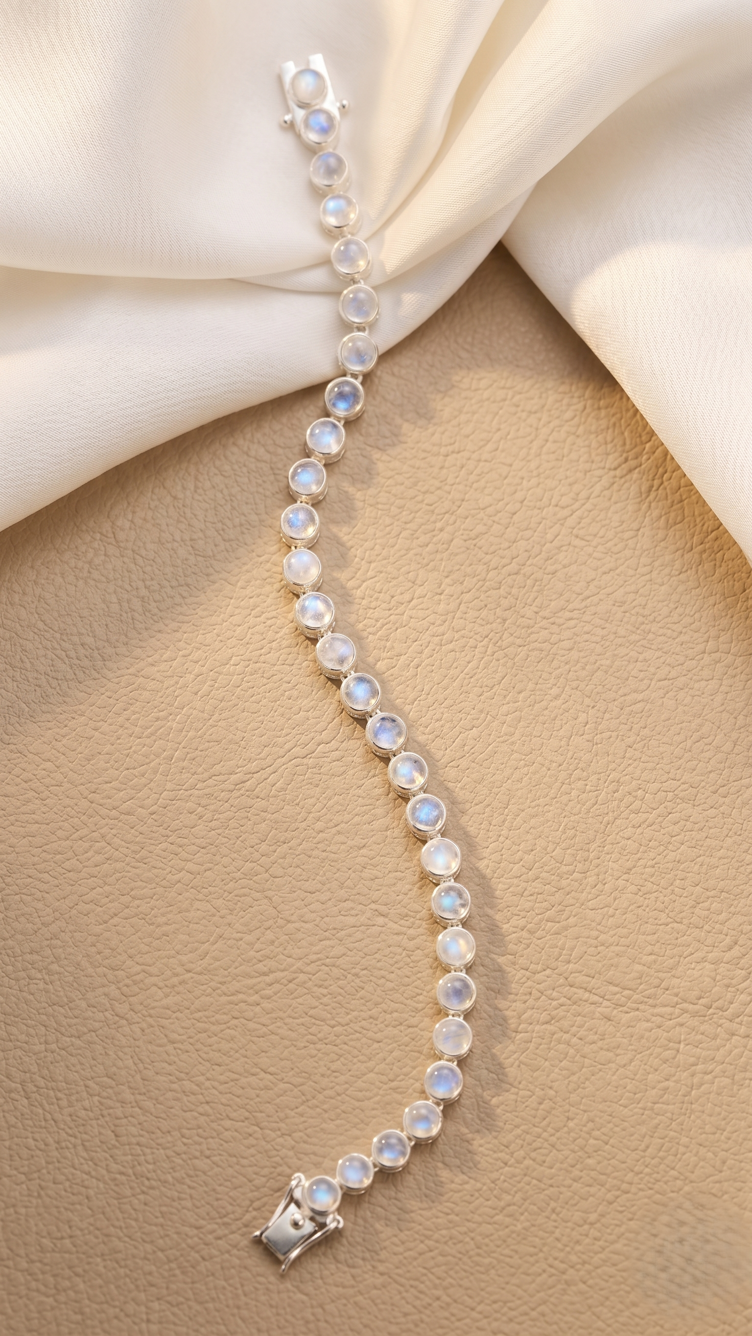 925 Sterling Silver Natural Rainbow Moonstone Tennis Bracelet | Handmade Moonstone Bracelet for Women | Genuine Gemstone Jewelry Gift | Women's Jewelry