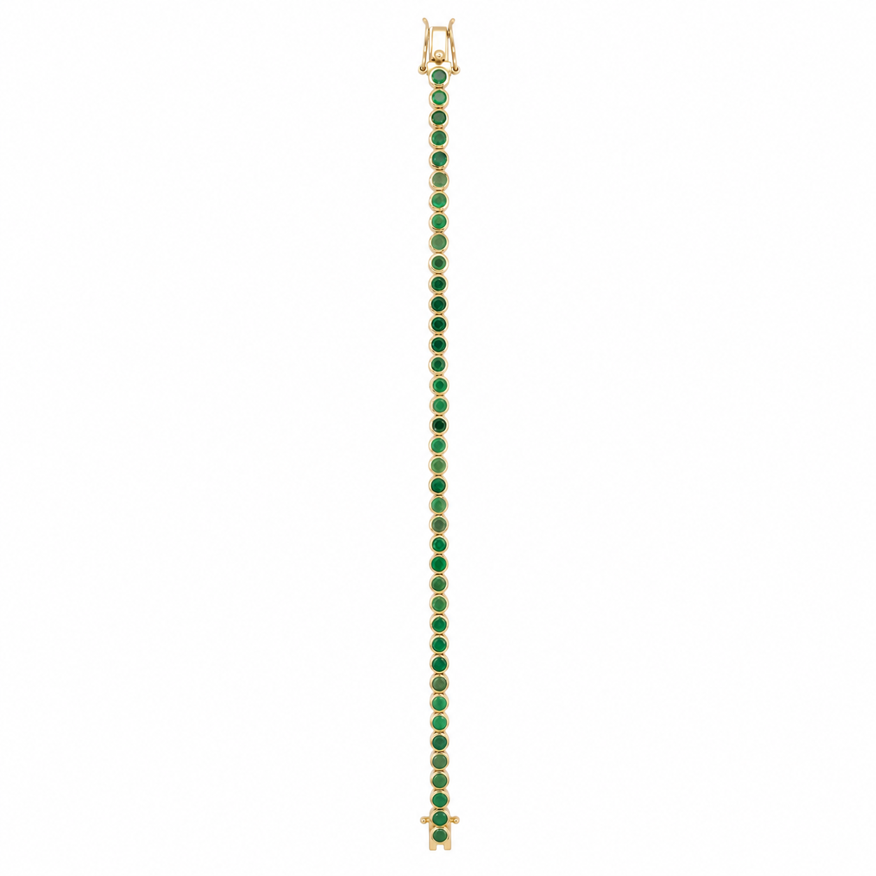 925 Silver Gold Plated Emerald Green Tennis Bracelet | Round Cut Minimalist Gemstone Link Bracelet | Women's Bracelet