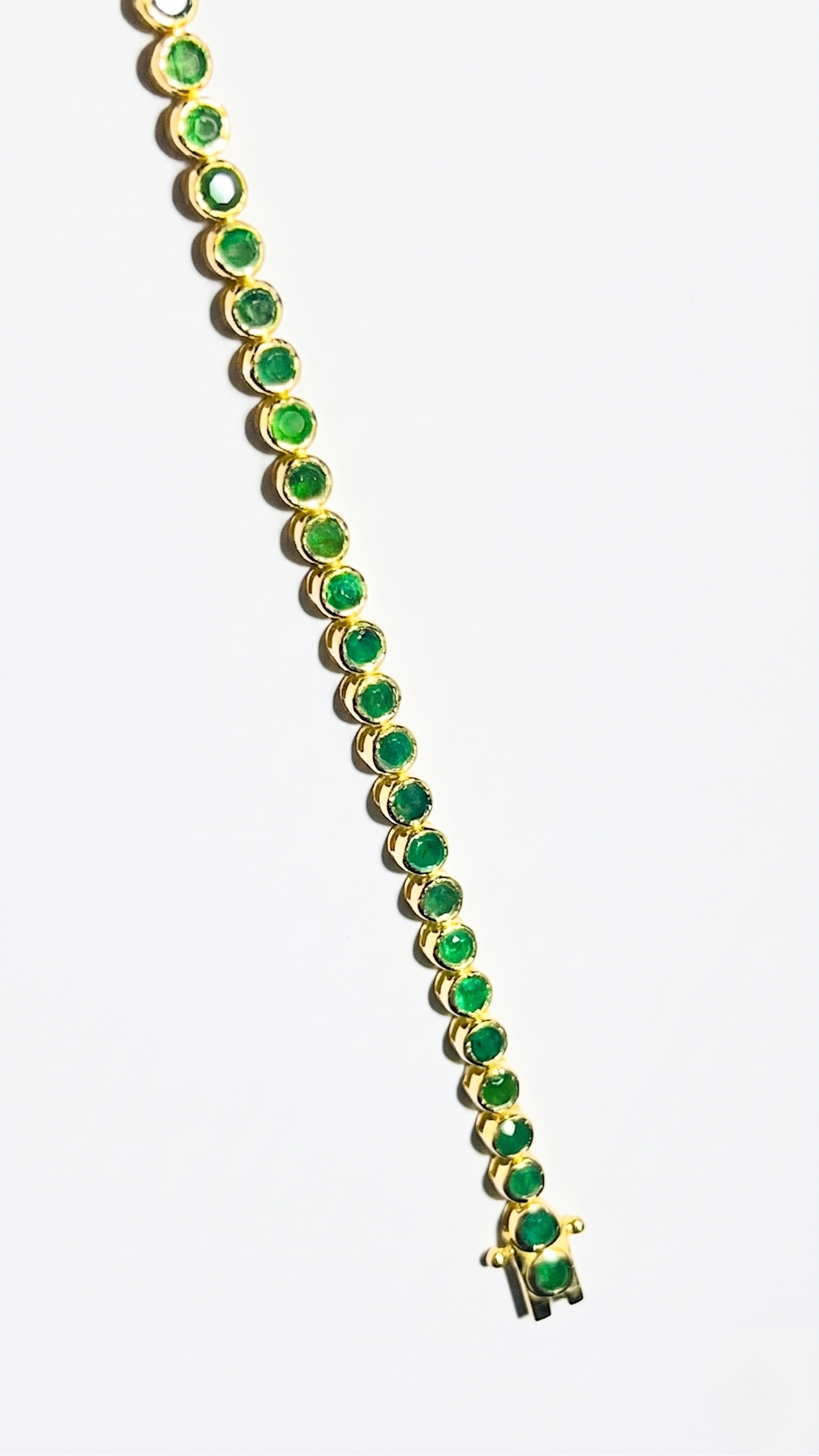 925 Silver Gold Plated Emerald Green Tennis Bracelet | Round Cut Minimalist Gemstone Link Bracelet | Women's Bracelet