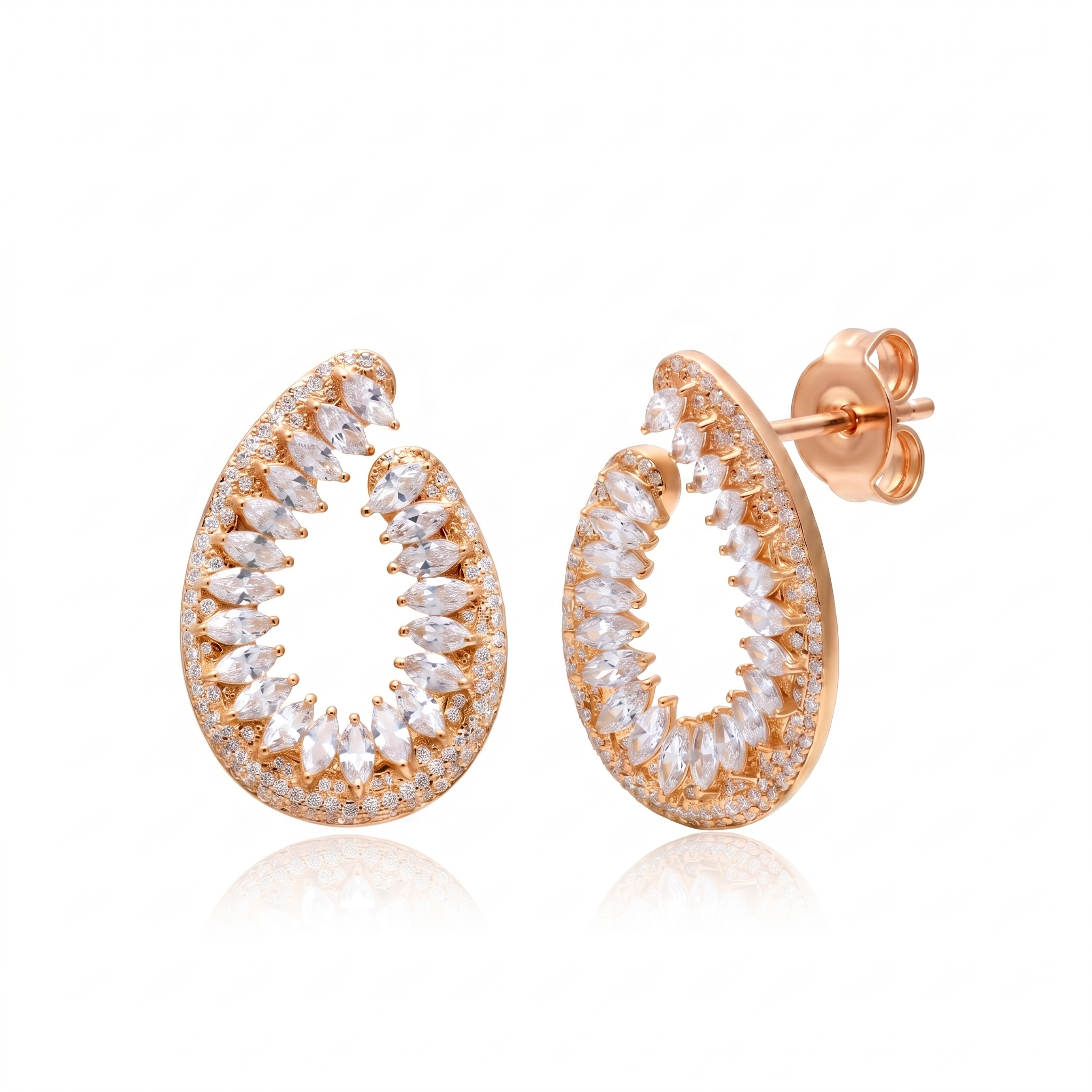 925 Sterling Silver Pear Shape Halo Drop Earrings for Women | Marquise Cut Cubic Zirconia Statement Earrings | Luxury Bridal & Party Jewelry | Women's Earrings