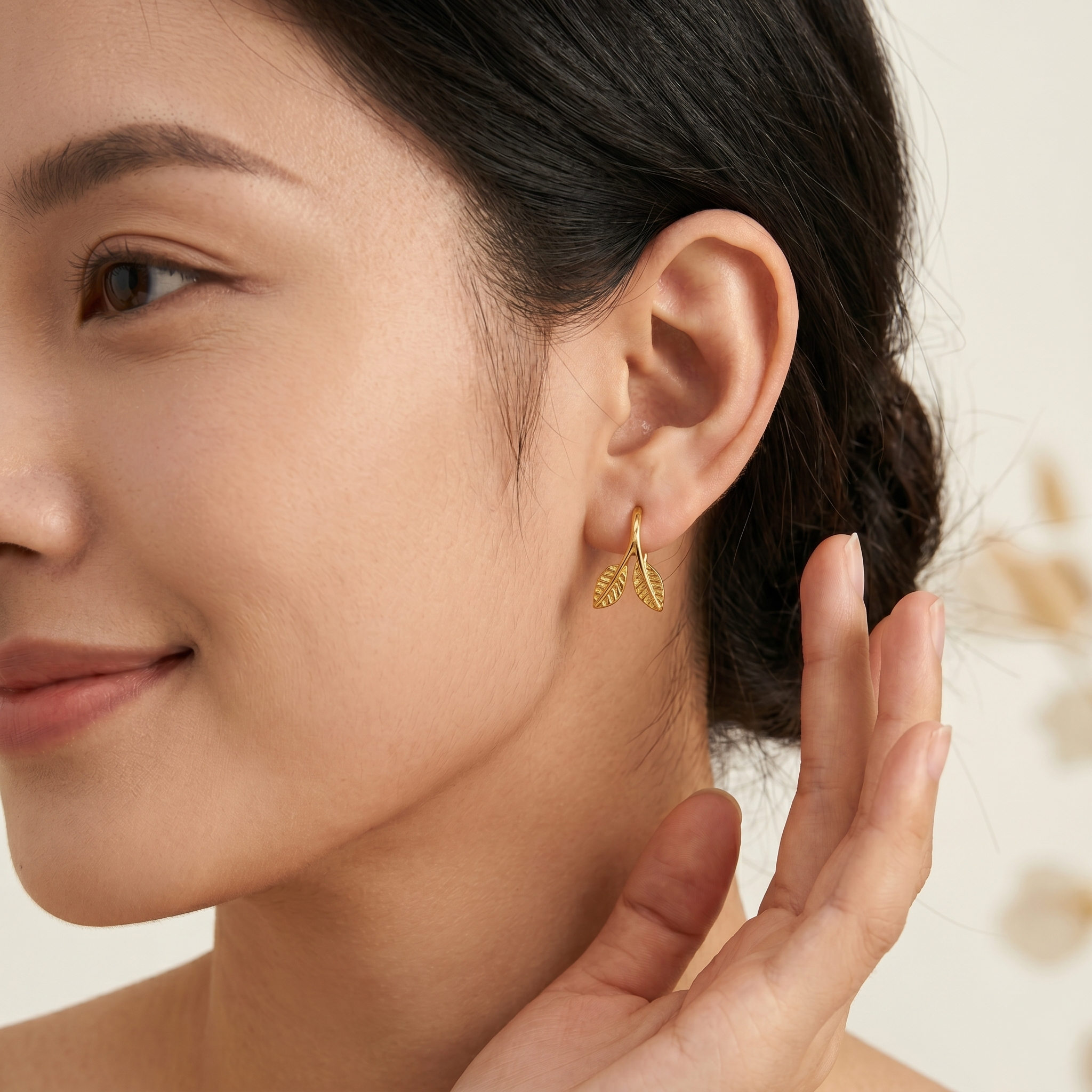 925 Sterling Silver Leaf Wrap Earrings for Women | Minimalist Nature Inspired Gold Plated Earrings | Elegant Everyday Jewelry | Women's Earrings