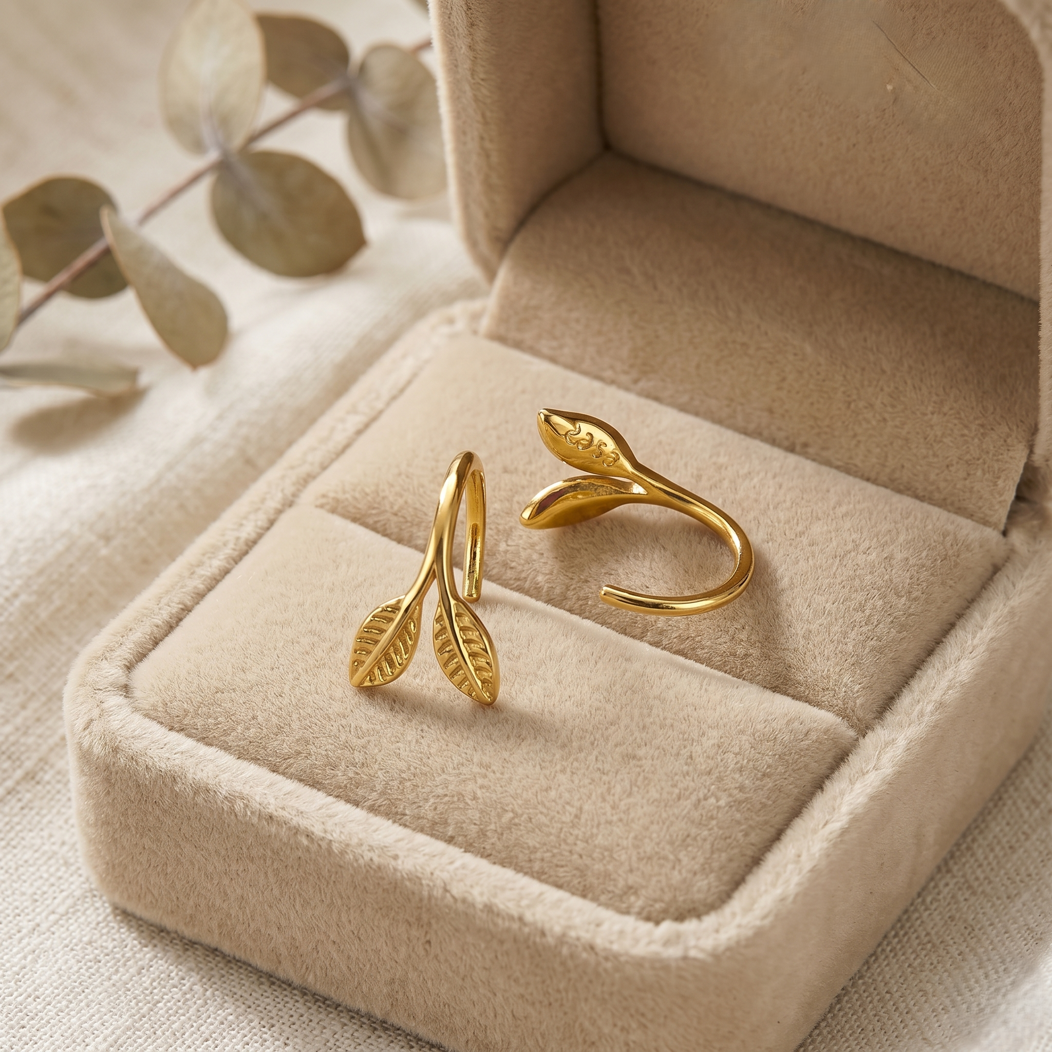 925 Sterling Silver Leaf Wrap Earrings for Women | Minimalist Nature Inspired Gold Plated Earrings | Elegant Everyday Jewelry | Women's Earrings