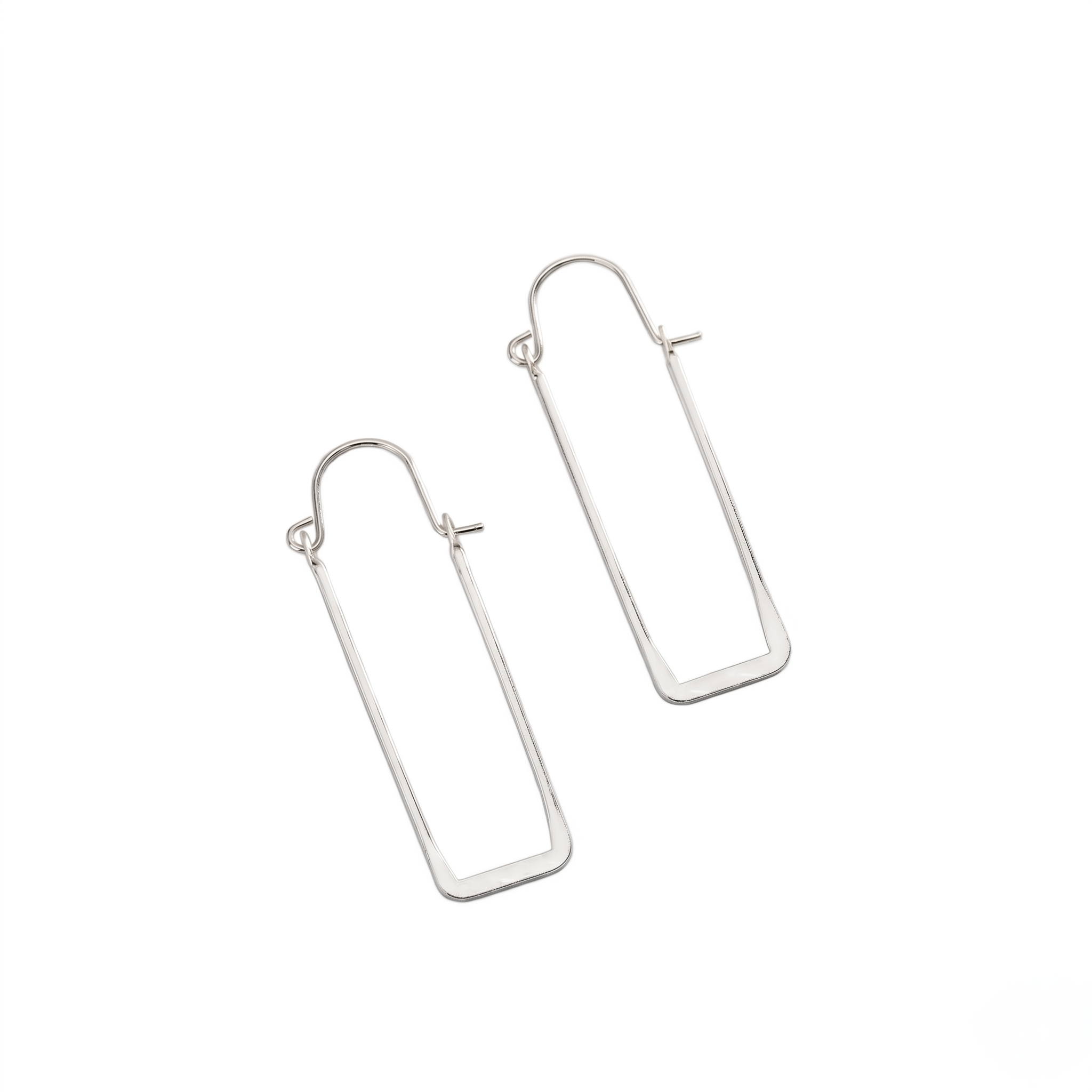 925 Sterling Silver Geometric Rectangle Hoop Earrings for Women | Minimalist Gold Plated Long Drop Earrings | Modern Everyday Jewelry