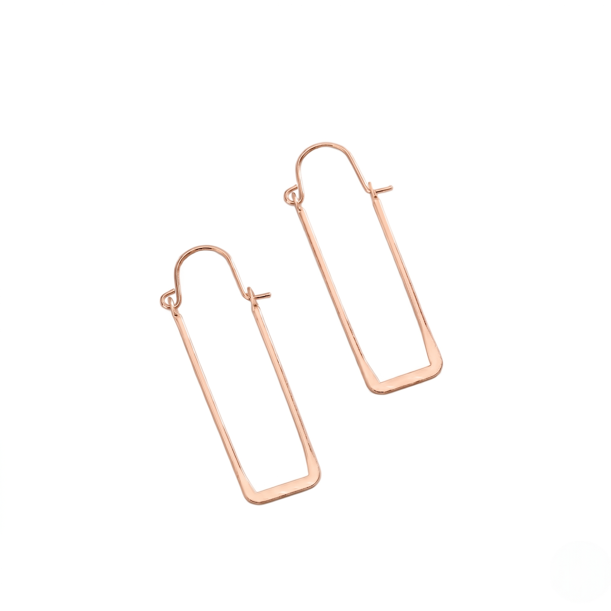 925 Sterling Silver Geometric Rectangle Hoop Earrings for Women | Minimalist Gold Plated Long Drop Earrings | Modern Everyday Jewelry