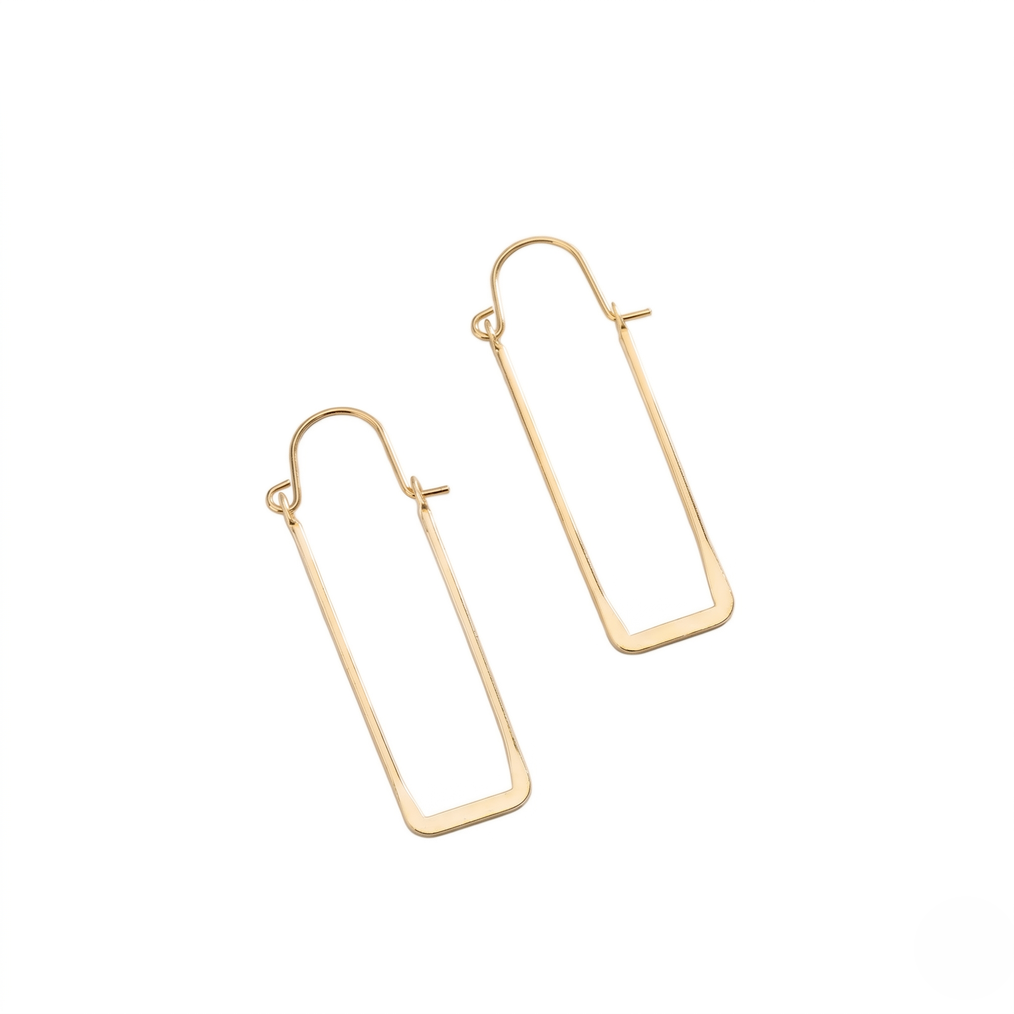 925 Sterling Silver Geometric Rectangle Hoop Earrings for Women | Minimalist Gold Plated Long Drop Earrings | Modern Everyday Jewelry