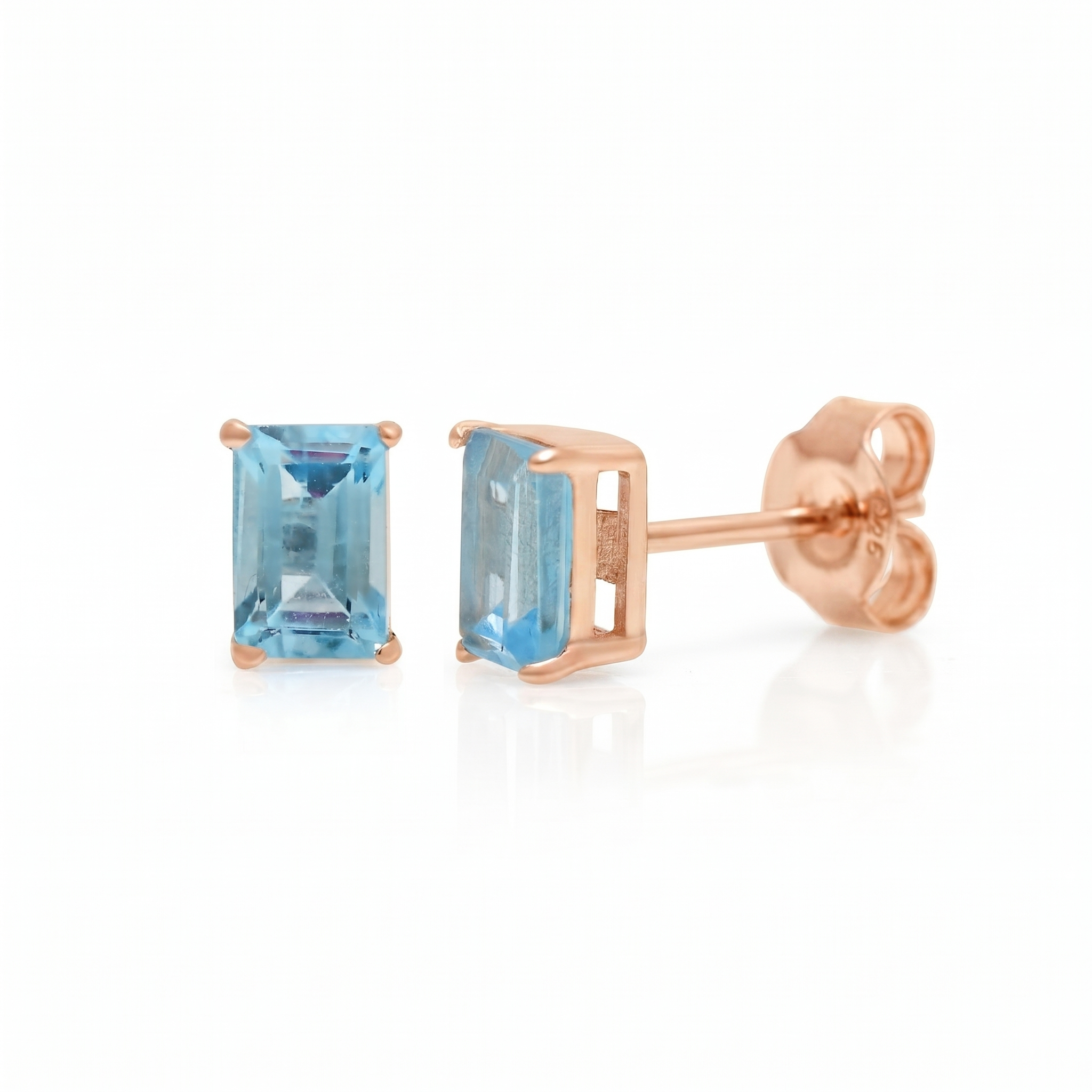 2.5 Ct Natural Elegant Sky Blue Topaz Emerald Cut Stud Earrings in 925 Sterling Silver | Minimalist Gemstone Earrings for Women