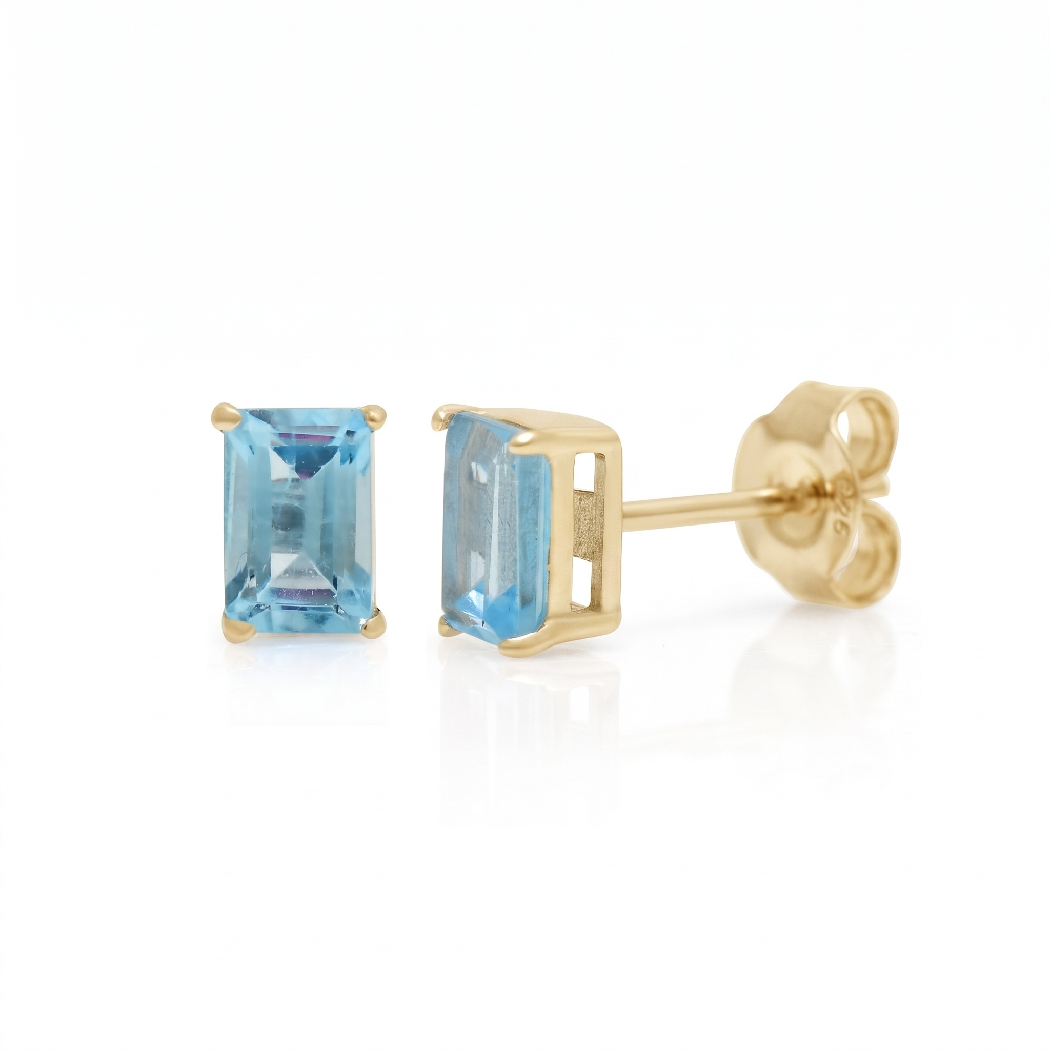 2.5 Ct Natural Elegant Sky Blue Topaz Emerald Cut Stud Earrings in 925 Sterling Silver | Minimalist Gemstone Earrings for Women
