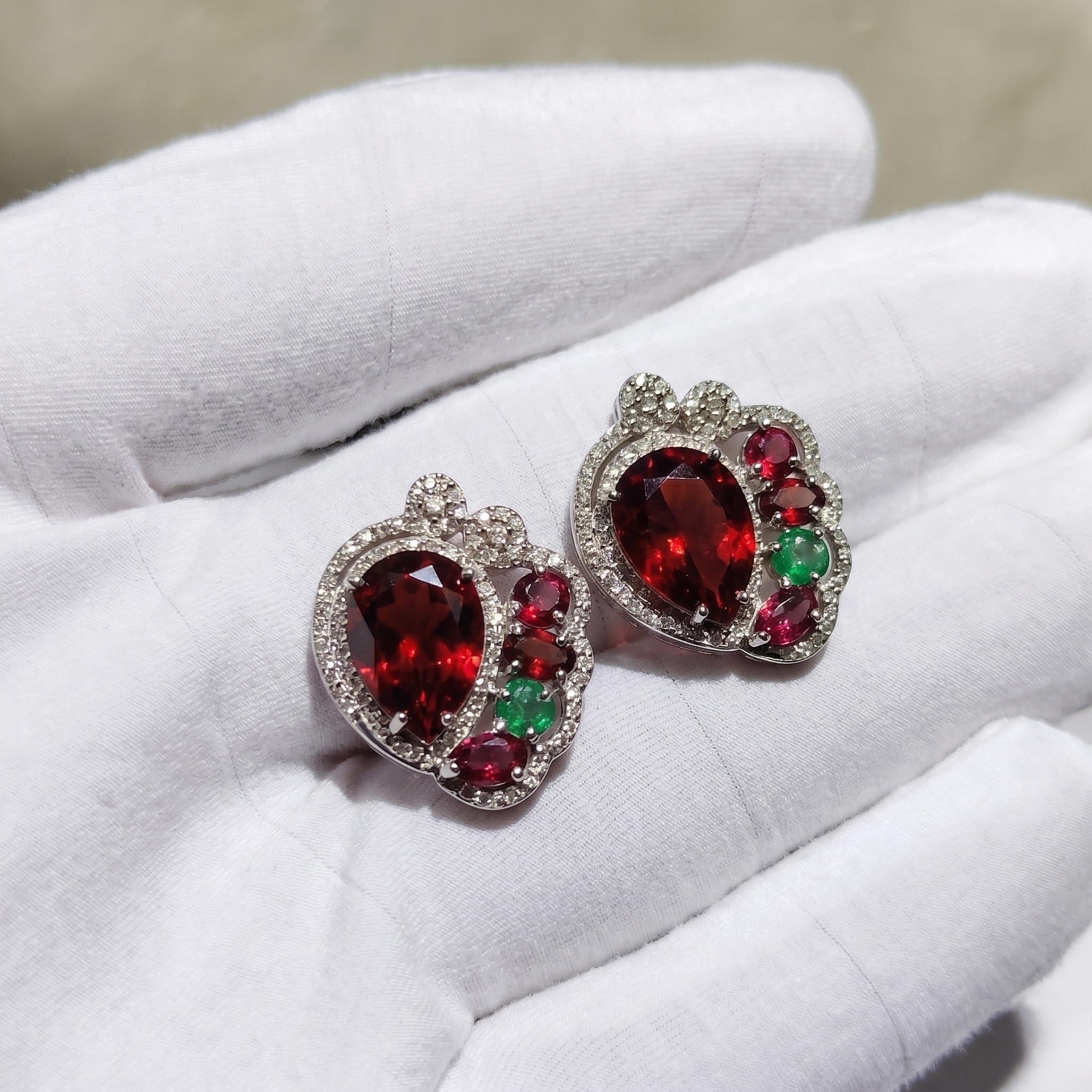 January Birthstone Natural Garnet, Rhodolite Garnet Stud Earrings in 925 Sterling Silver | Vintage Halo Gemstone Earrings | Women's Jewelry