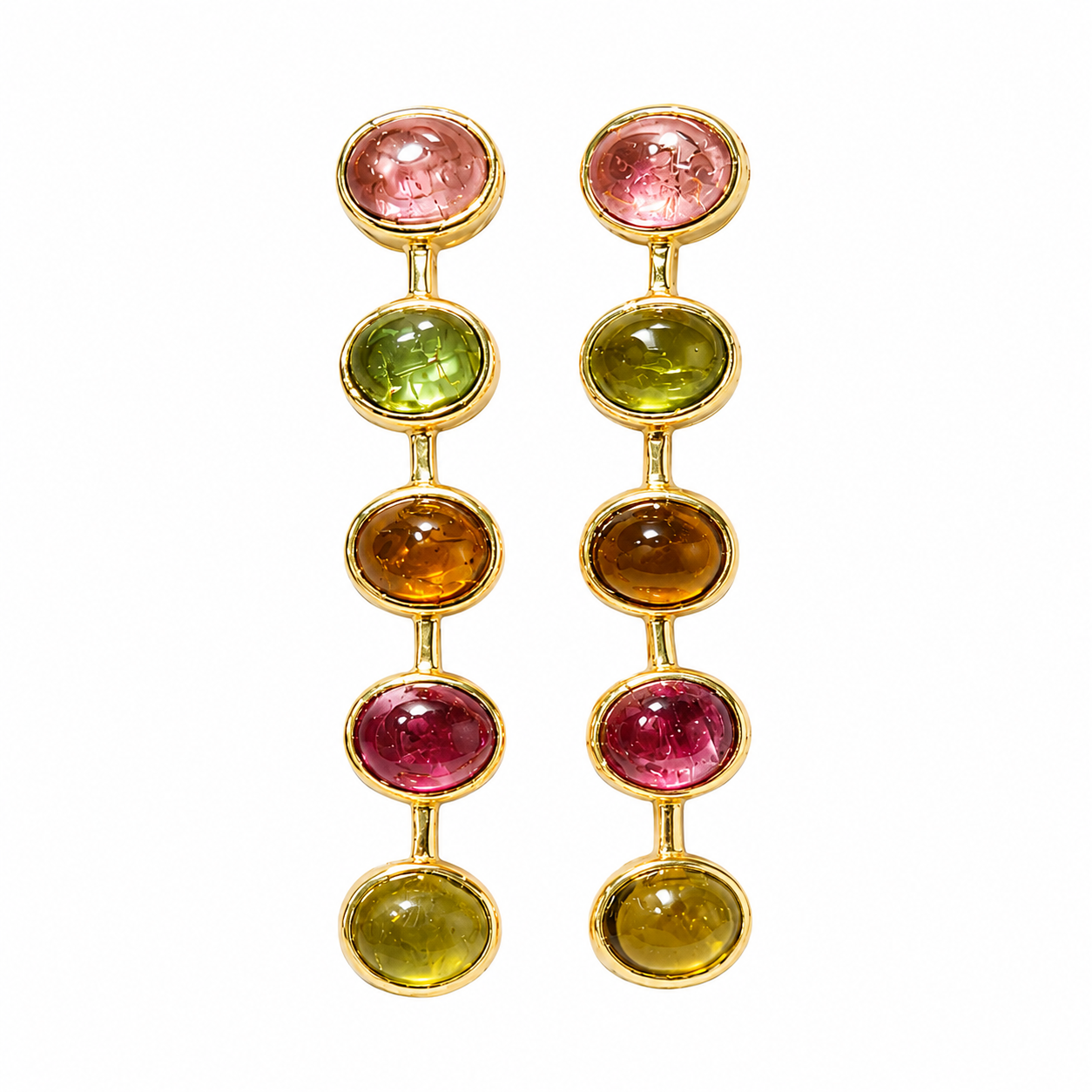 Rose Gold Plated 925 Sterling Silver Natural Tourmaline Gemstone Drop Earrings for Women, Luxury Statement Earrings Gift for Her,