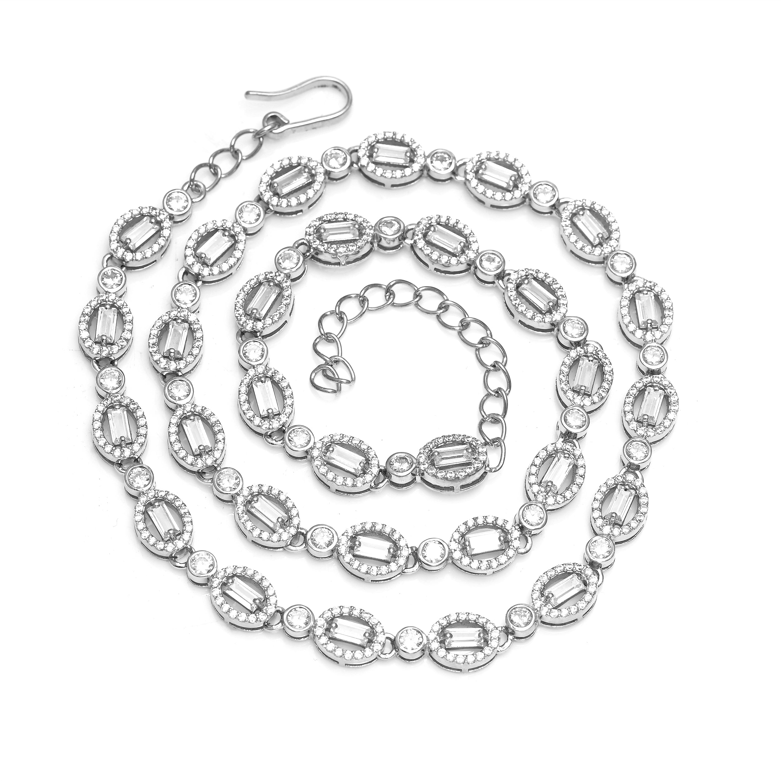 Luxury Halo Oval Link Necklace in 925 Sterling Silver | Elegant CZ Diamond Tennis Necklace for Women | Gift for Her | Wedding Necklace