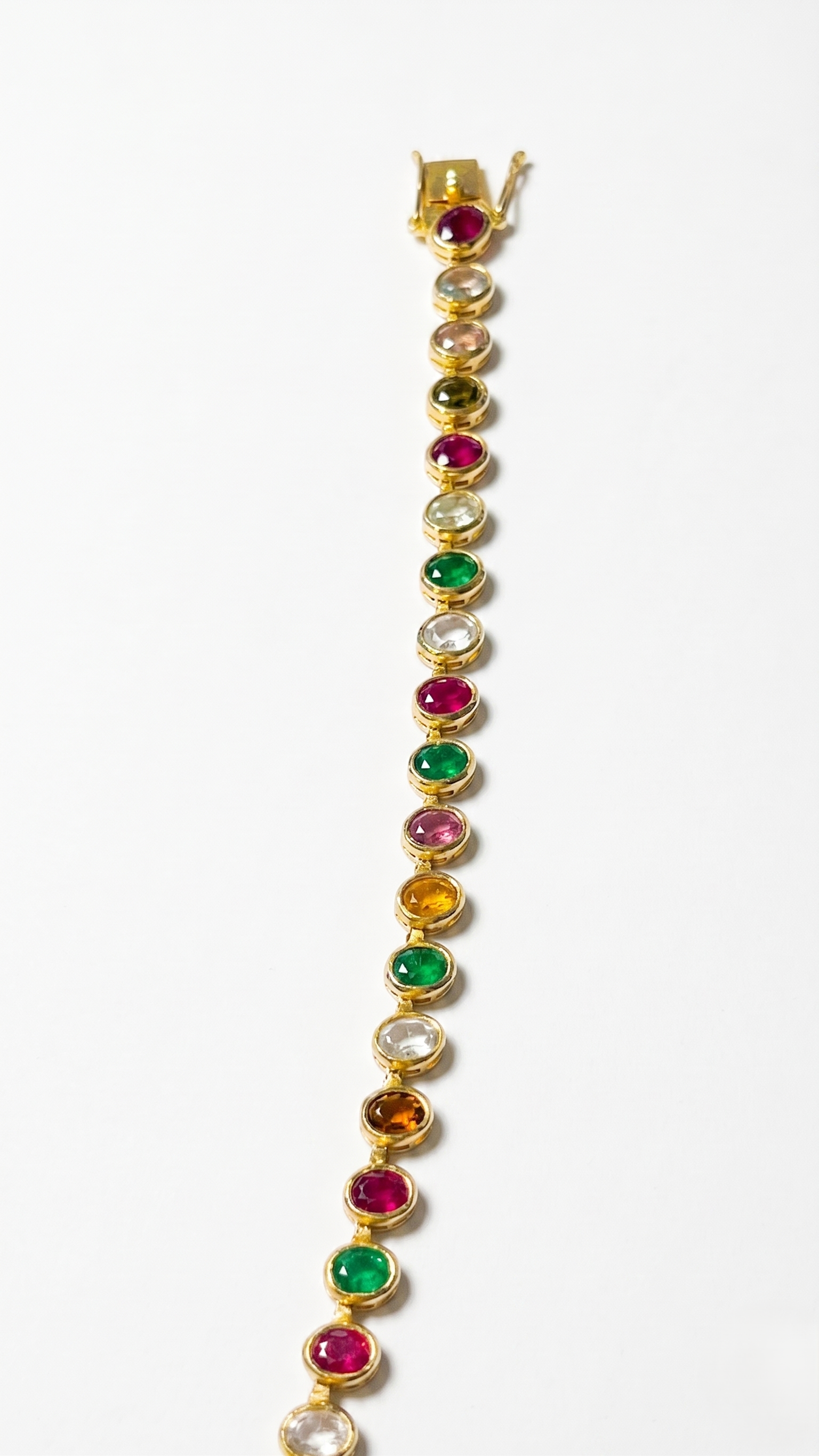 925 Silver Gold Plated Natural Multi-Tourmaline Tennis Necklace | Oval Cut Colorful Gemstone Rainbow Choker Chain | Women's Necklace