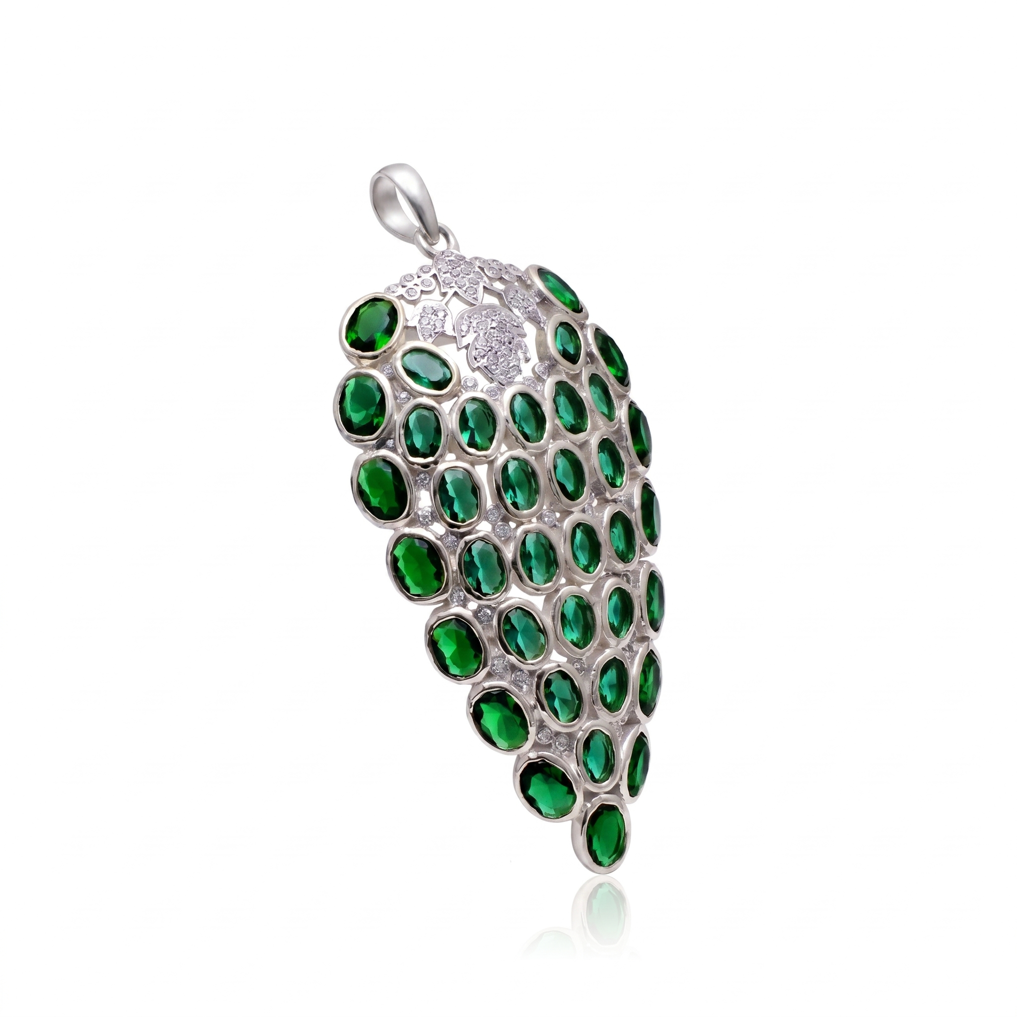 925 Silver Emerald Leaf Pendant Necklace for Women – Green Emerald & CZ Statement Pendant in Gold Plated Finish – Handmade Luxury Gemstone Jewelry Gift | Women's Pendant Jewelry