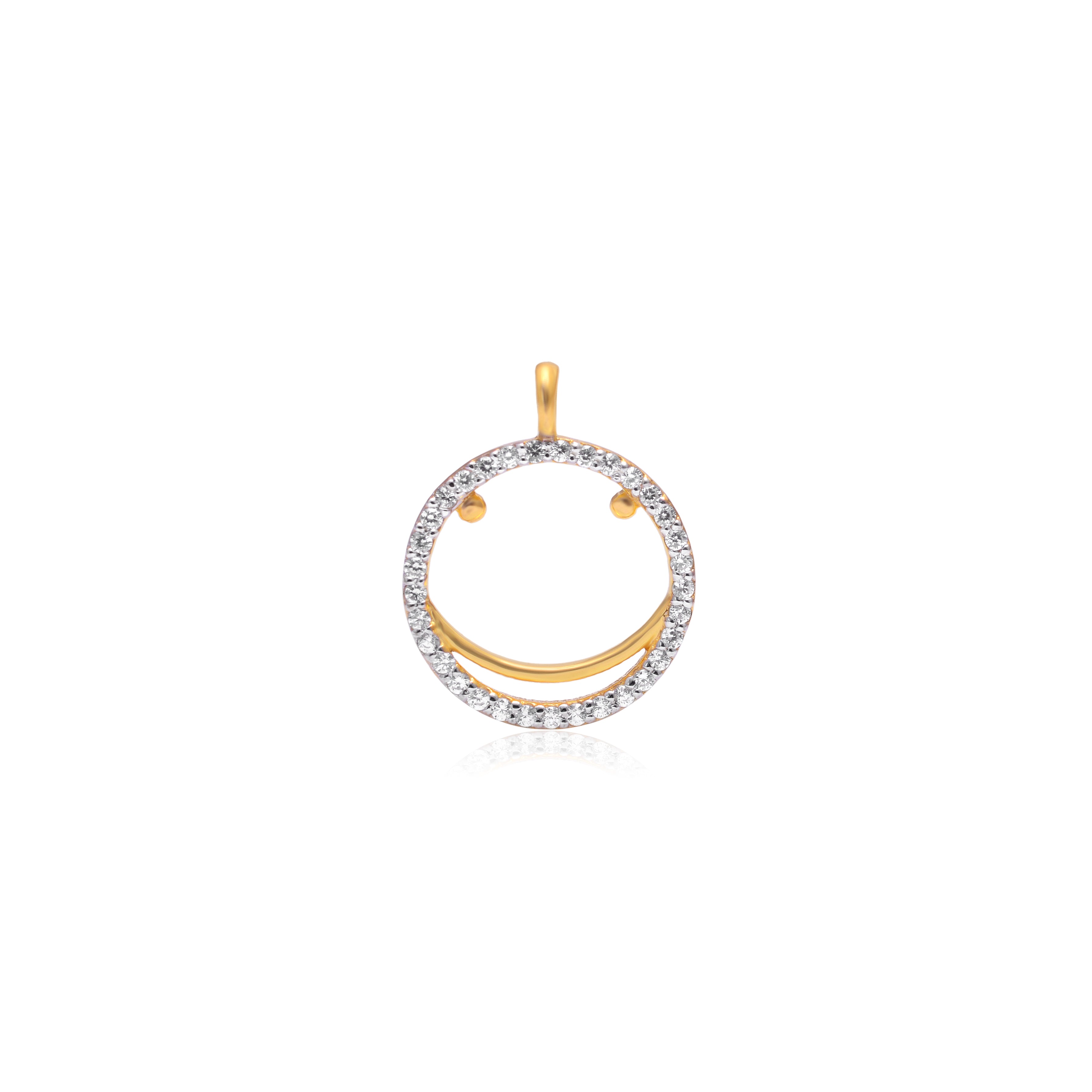 925 Sterling Silver Smiley Face Pendant Necklace | Gold Plated Minimalist Circle Charm | Sparkling Cubic Zirconia Happy Face Jewelry Gift for Her | Women's Jewelry